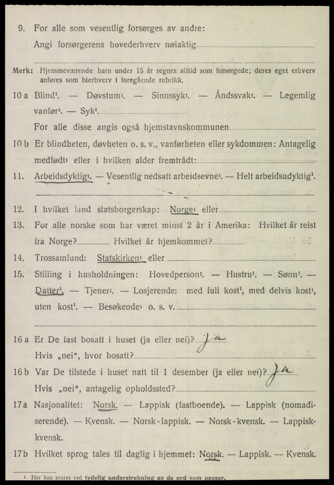 SAT, 1920 census for Snåsa, 1920, p. 3407