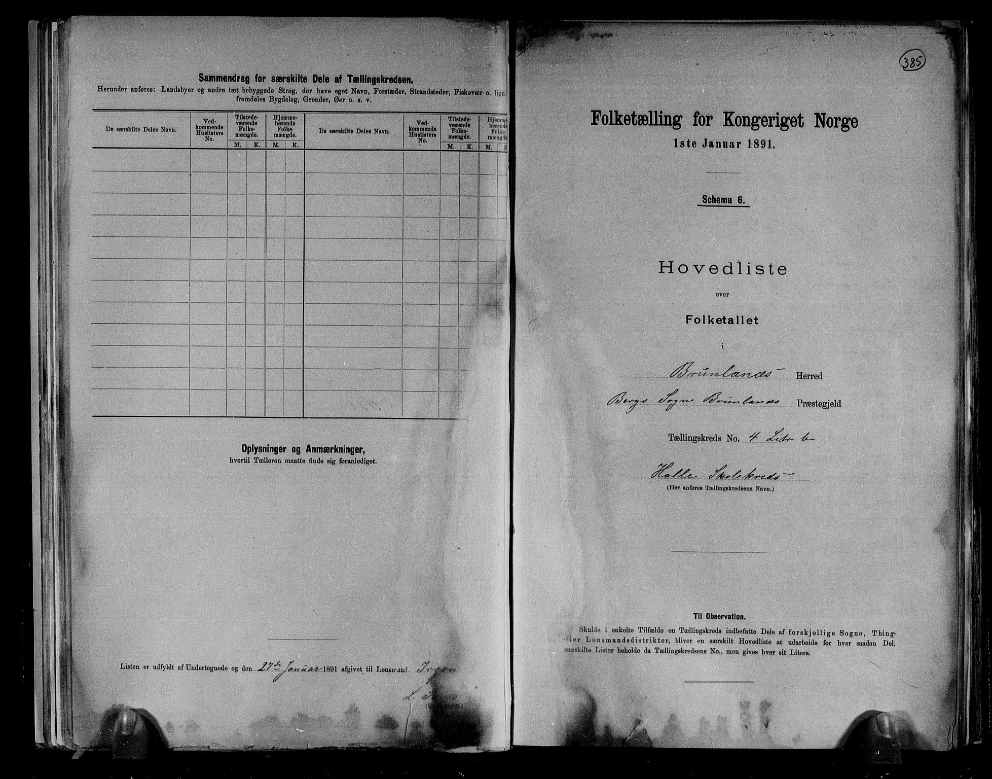 RA, 1891 census for 0726 Brunlanes, 1891, p. 14