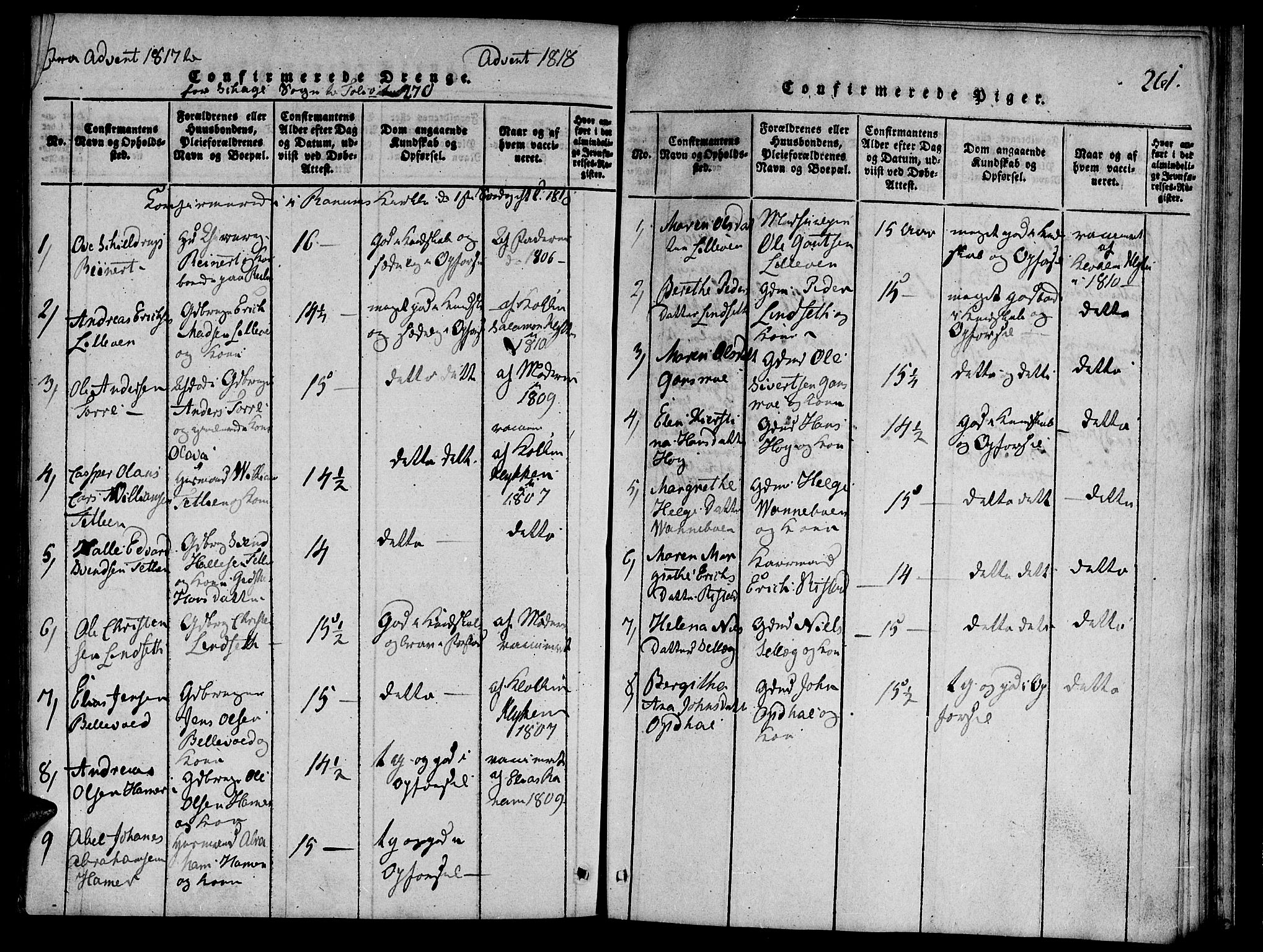 Ministerialprotokoller, klokkerbøker og fødselsregistre - Nord-Trøndelag, SAT/A-1458/764/L0546: Parish register (official) no. 764A06 /4, 1817-1823, p. 261