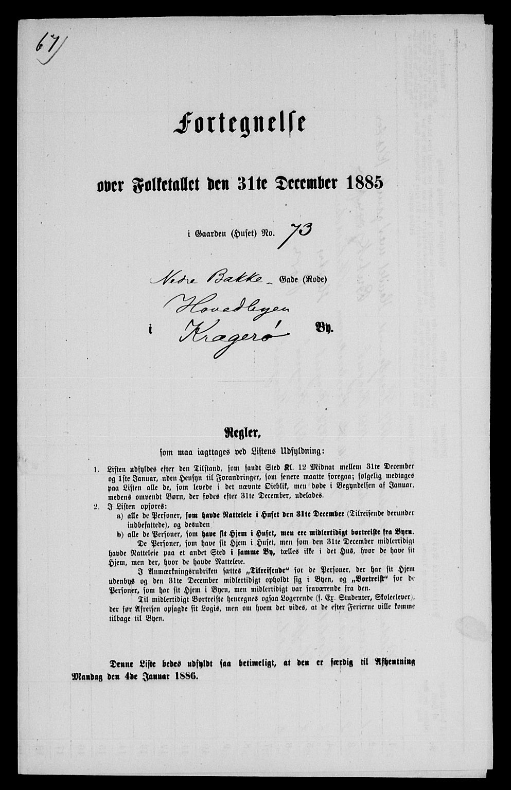 SAKO, 1885 census for 0801 Kragerø, 1885, p. 1168