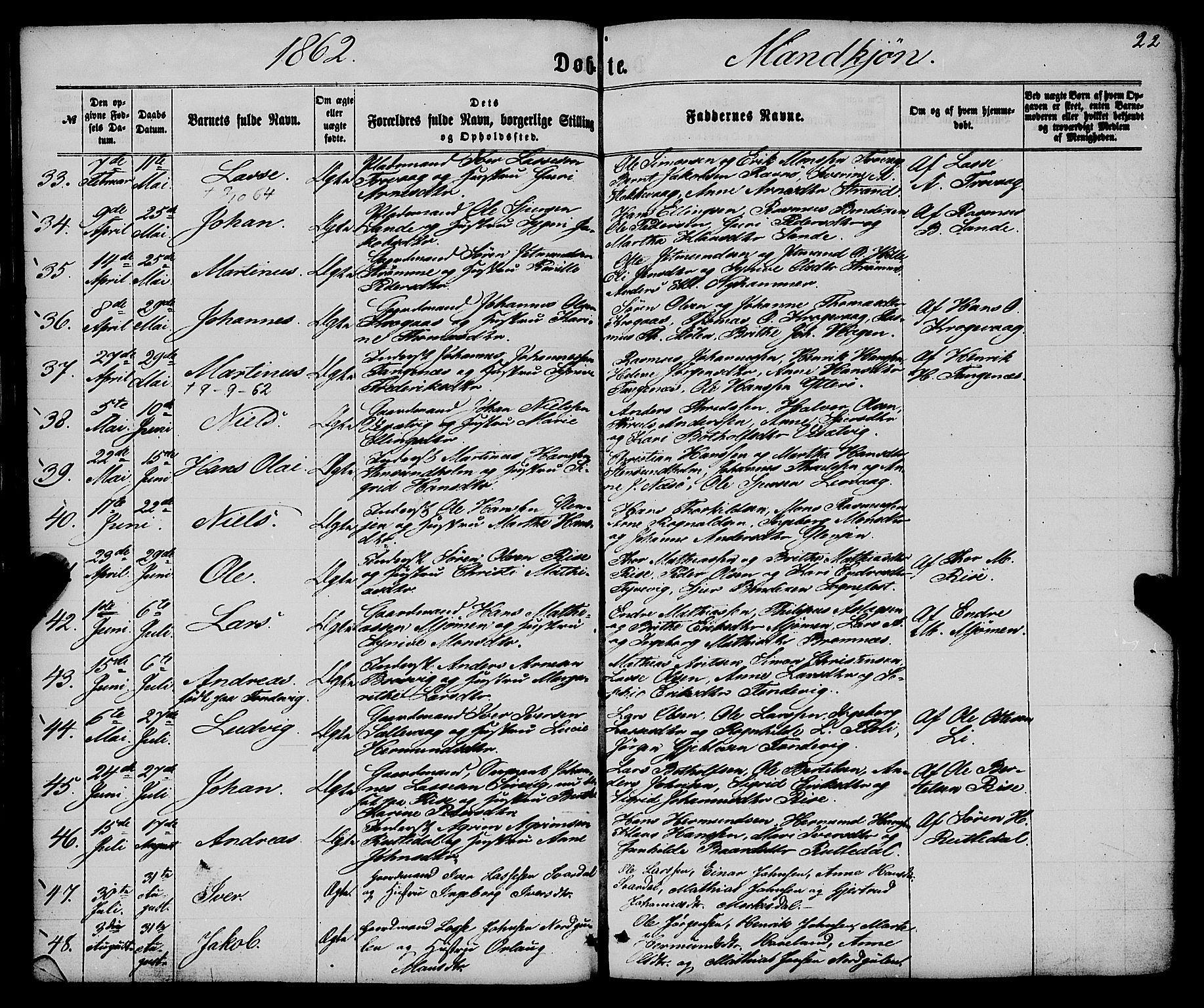 Gulen sokneprestembete, AV/SAB-A-80201/H/Haa/Haaa/L0022: Parish register (official) no. A 22, 1859-1869, p. 22