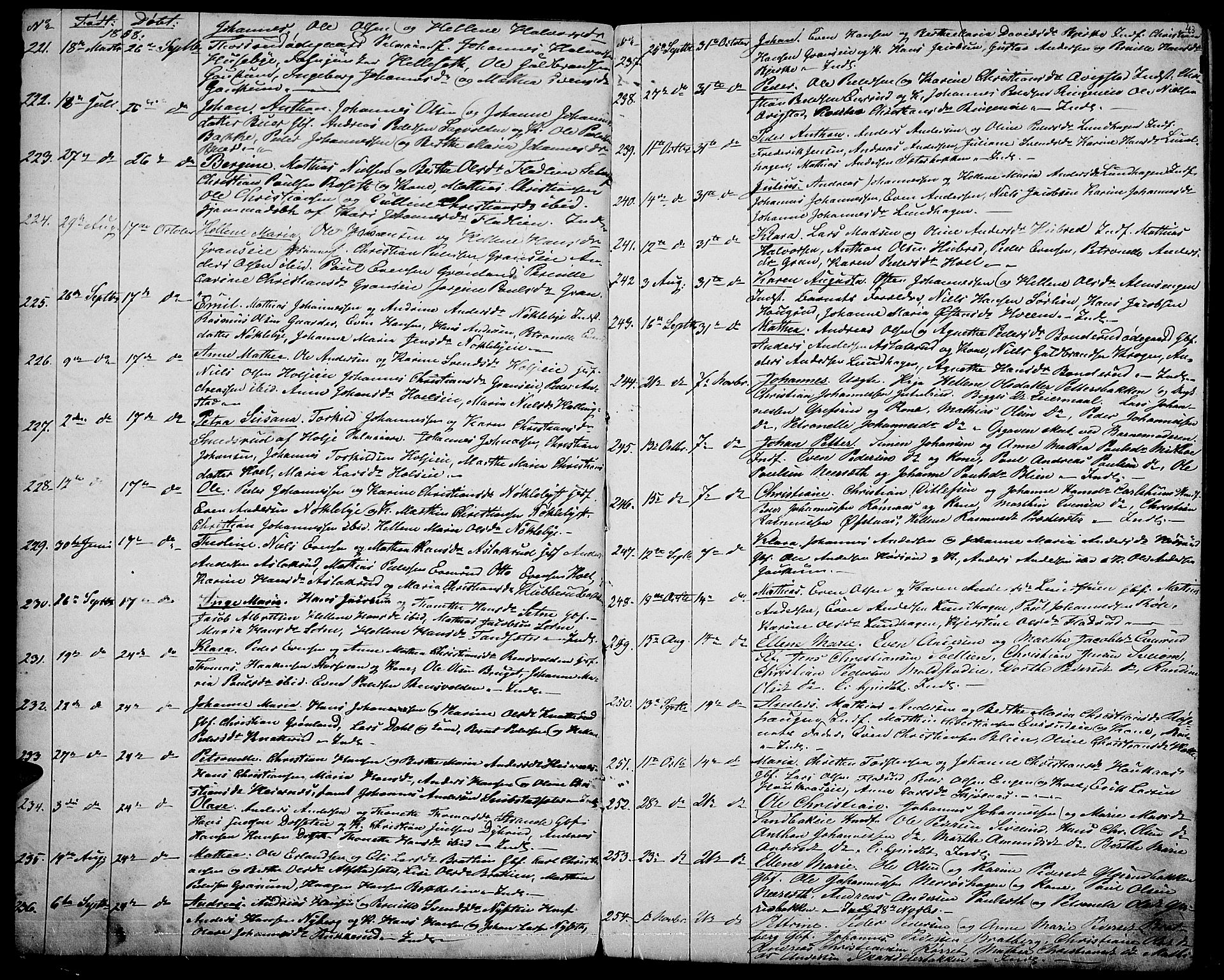 Vestre Toten prestekontor, SAH/PREST-108/H/Ha/Hab/L0005: Parish register (copy) no. 5, 1854-1870, p. 43