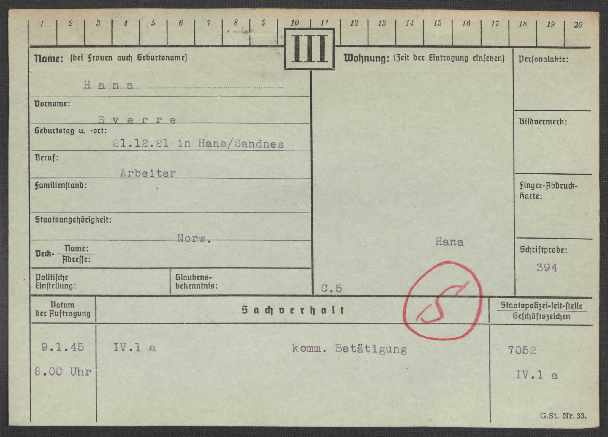 Befehlshaber der Sicherheitspolizei und des SD, RA/RAFA-5969/E/Ea/Eaa/L0004: Register over norske fanger i Møllergata 19: Hal-Hæ, 1940-1945, p. 116