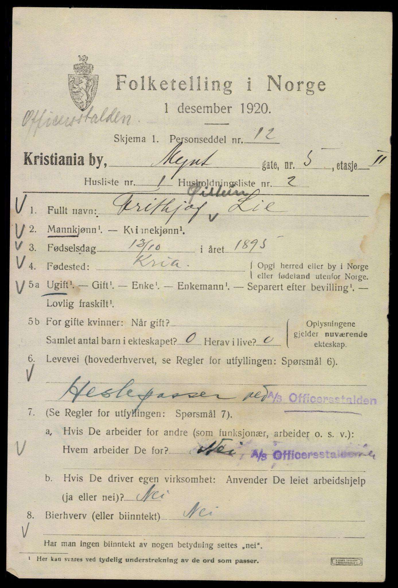 SAO, 1920 census for Kristiania, 1920, p. 406767