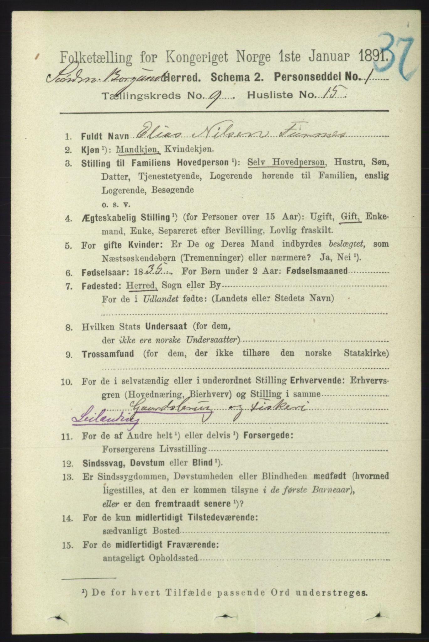 RA, 1891 census for 1531 Borgund, 1891, p. 2355