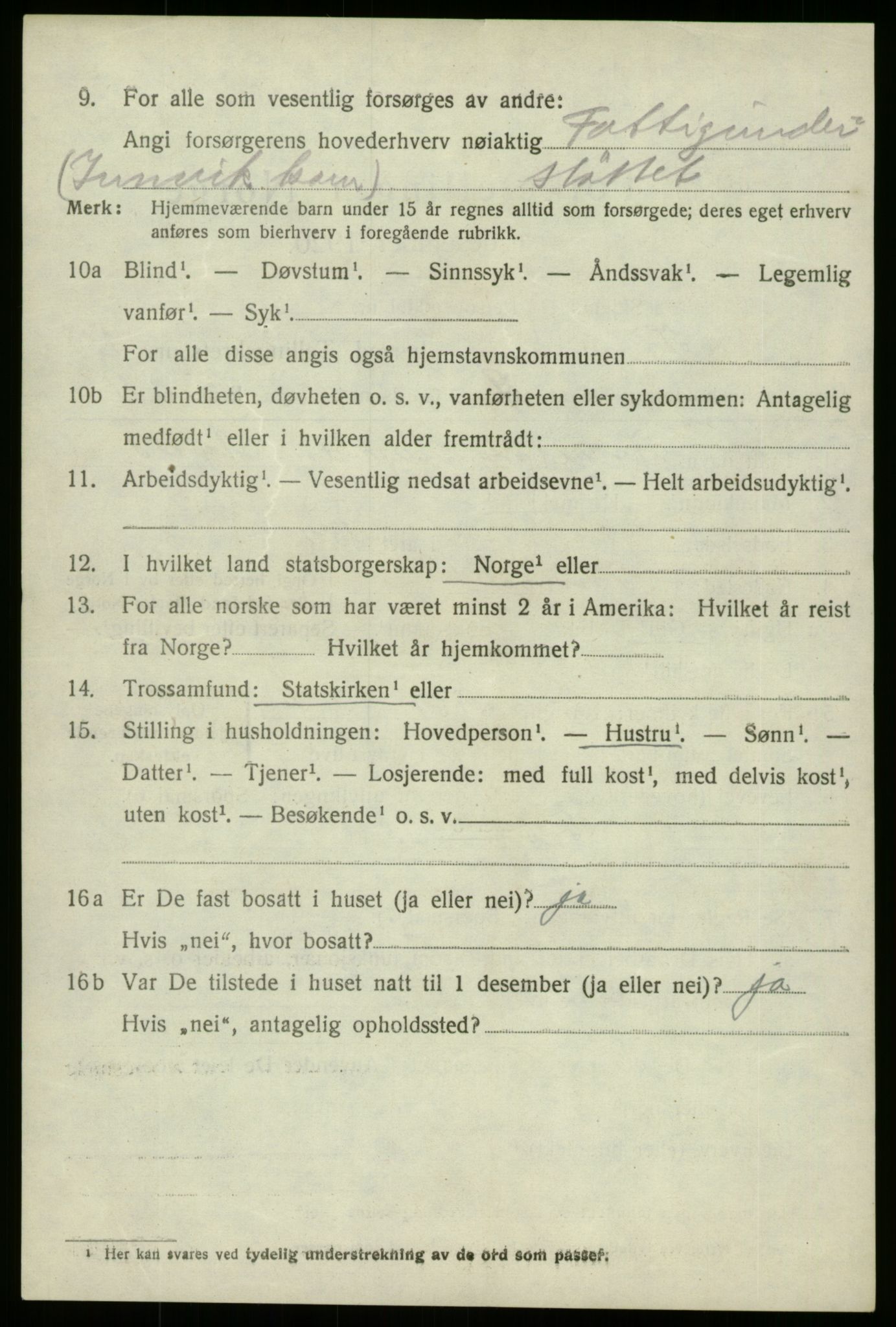 SAB, 1920 census for Innvik, 1920, p. 1216