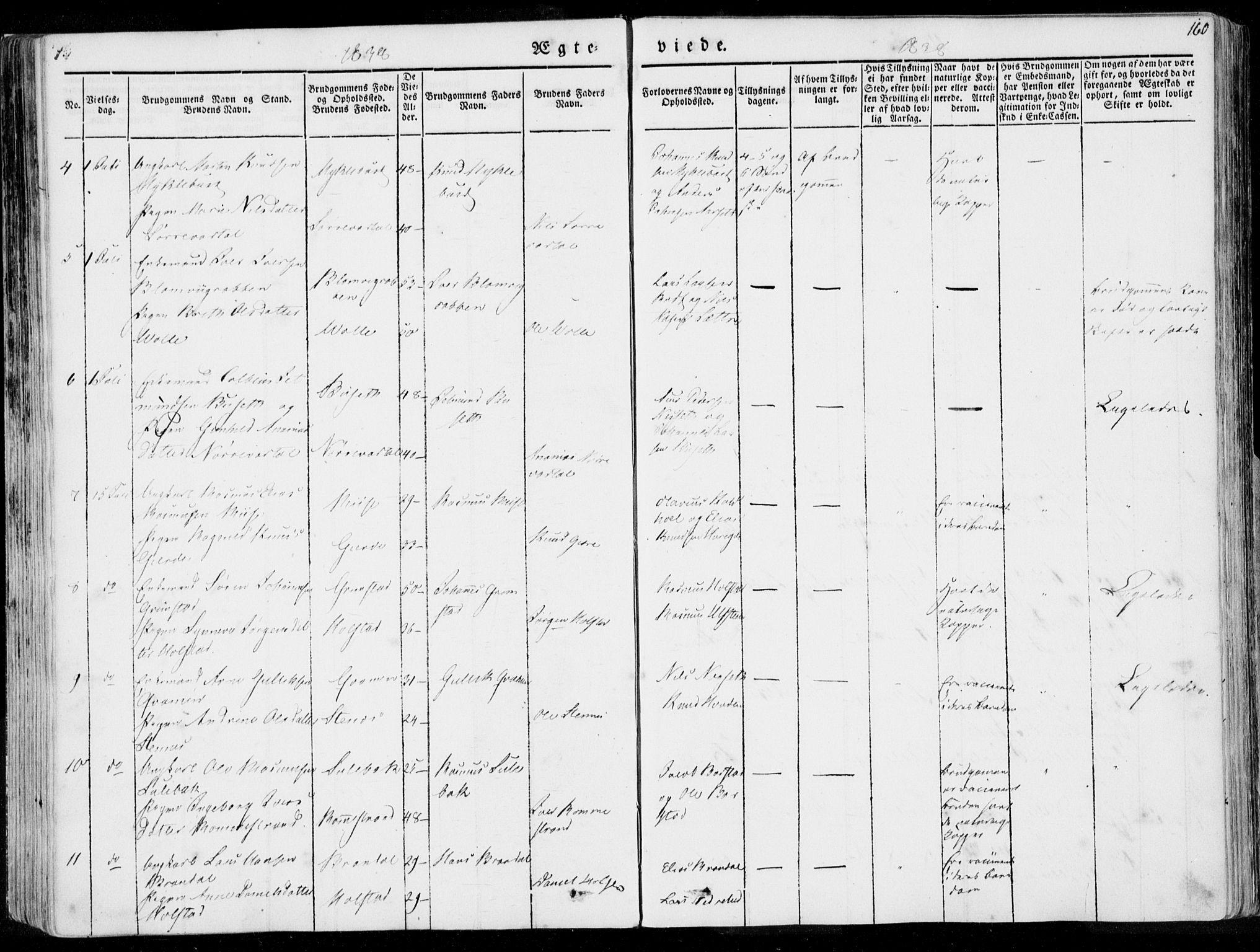 Ministerialprotokoller, klokkerbøker og fødselsregistre - Møre og Romsdal, AV/SAT-A-1454/509/L0104: Parish register (official) no. 509A02, 1833-1847, p. 160