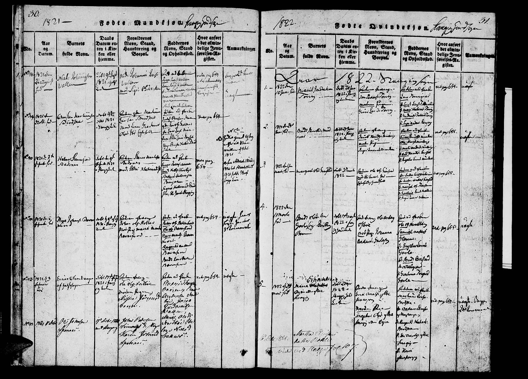 Ministerialprotokoller, klokkerbøker og fødselsregistre - Møre og Romsdal, AV/SAT-A-1454/592/L1023: Parish register (official) no. 592A02, 1820-1830, p. 30-31