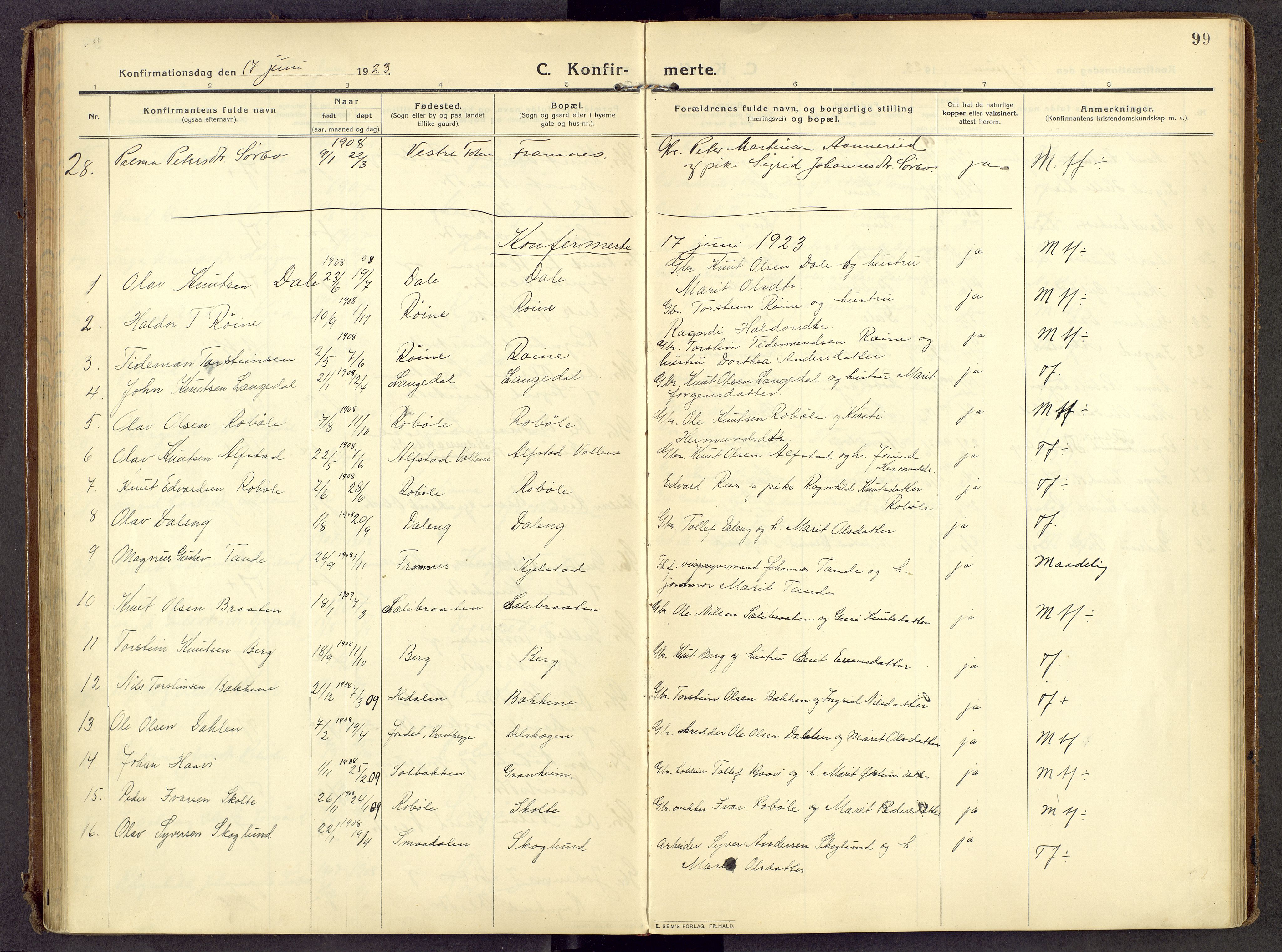 Øystre Slidre prestekontor, AV/SAH-PREST-138/H/Ha/Haa/L0007: Parish register (official) no. 7, 1911-1931, p. 99