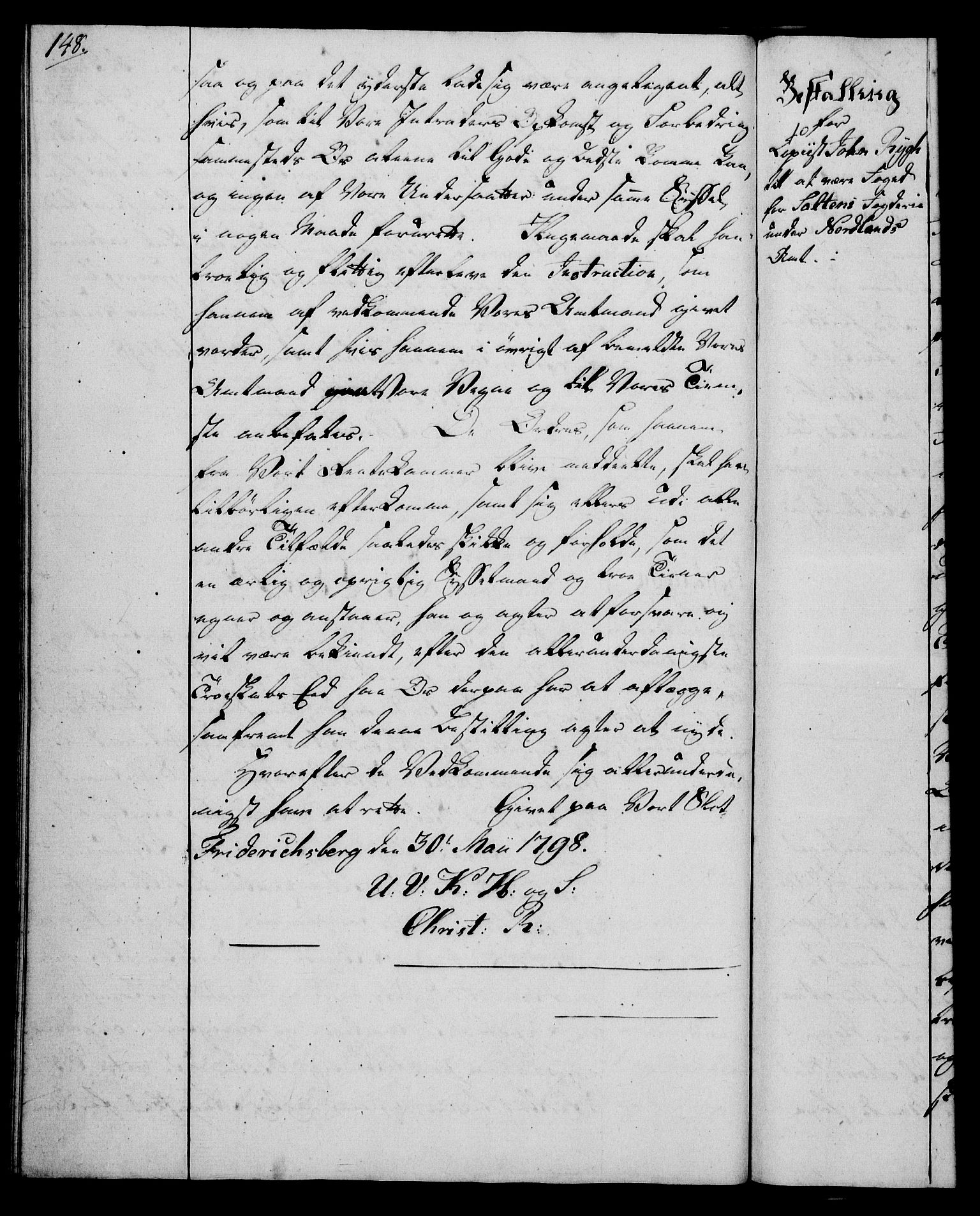 Rentekammeret, Kammerkanselliet, RA/EA-3111/G/Gg/Gge/L0006: Norsk bestallingsprotokoll med register (merket RK 53.30), 1773-1814, p. 148