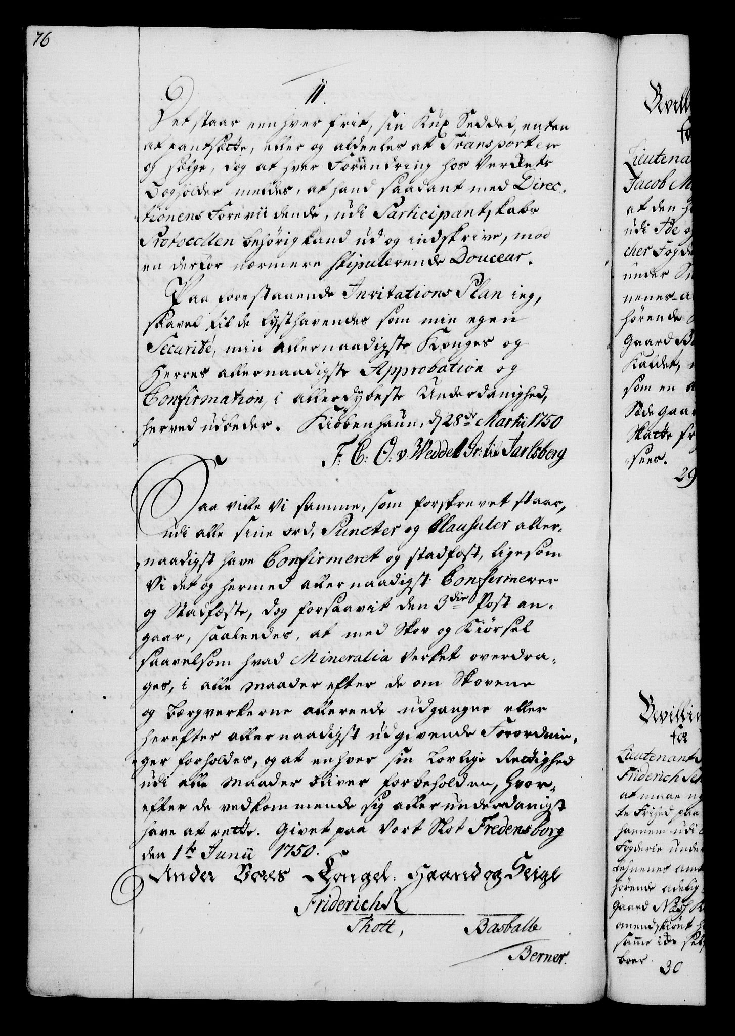 Rentekammeret, Kammerkanselliet, RA/EA-3111/G/Gg/Gga/L0006: Norsk ekspedisjonsprotokoll med register (merket RK 53.6), 1749-1759, p. 76