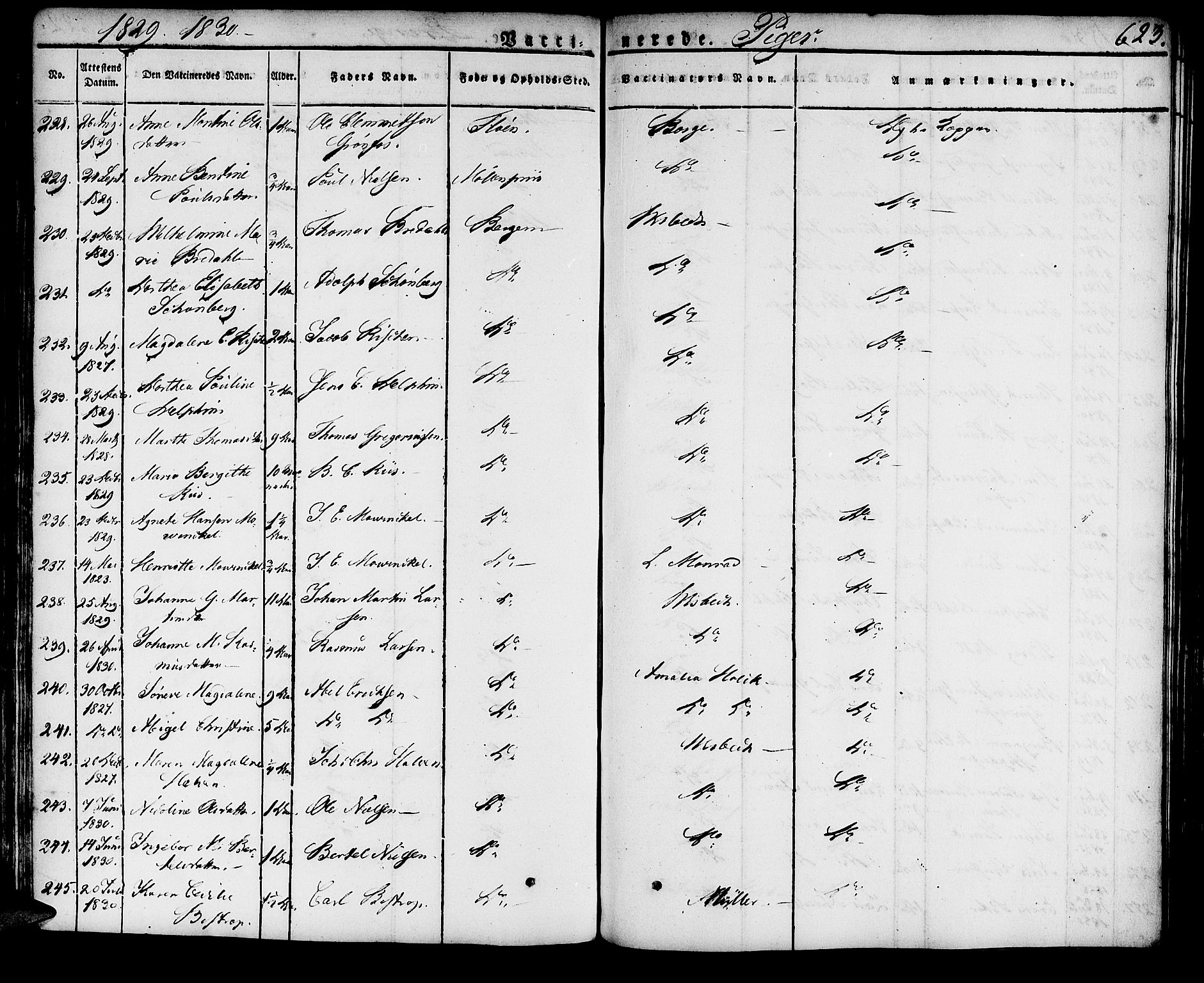 Domkirken sokneprestembete, AV/SAB-A-74801/H/Haa/L0012: Parish register (official) no. A 12, 1821-1840, p. 623