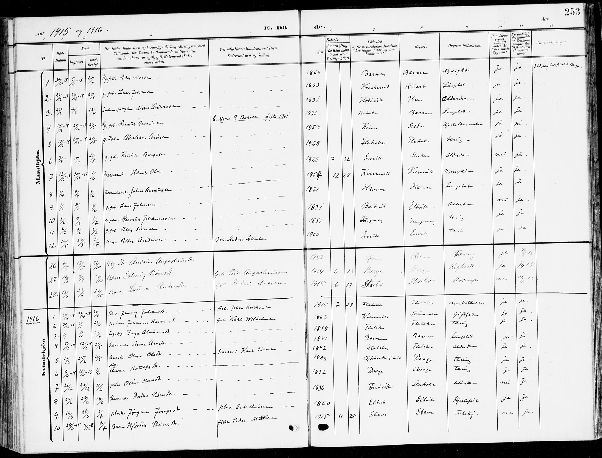 Selje sokneprestembete, SAB/A-99938/H/Ha/Haa/Haab: Parish register (official) no. B 3, 1908-1923, p. 253