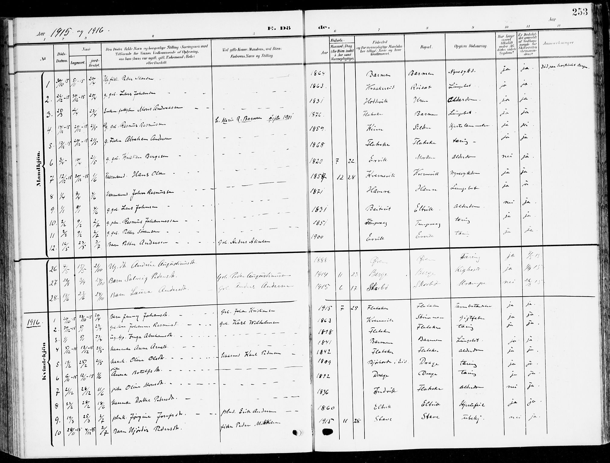 Selje sokneprestembete, AV/SAB-A-99938/H/Ha/Haa/Haab: Parish register (official) no. B 3, 1908-1923, p. 253