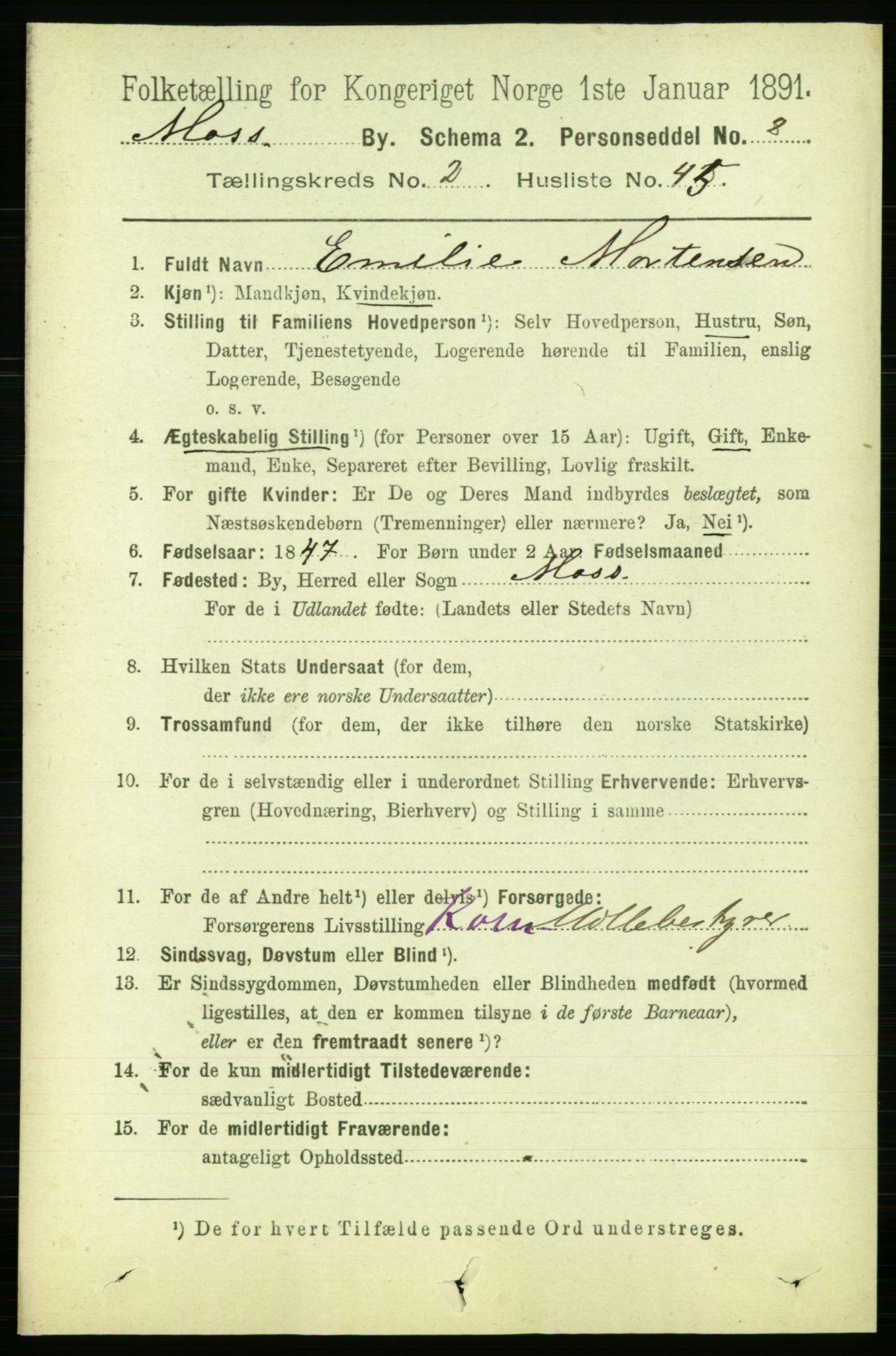 RA, 1891 census for 0104 Moss, 1891, p. 2338