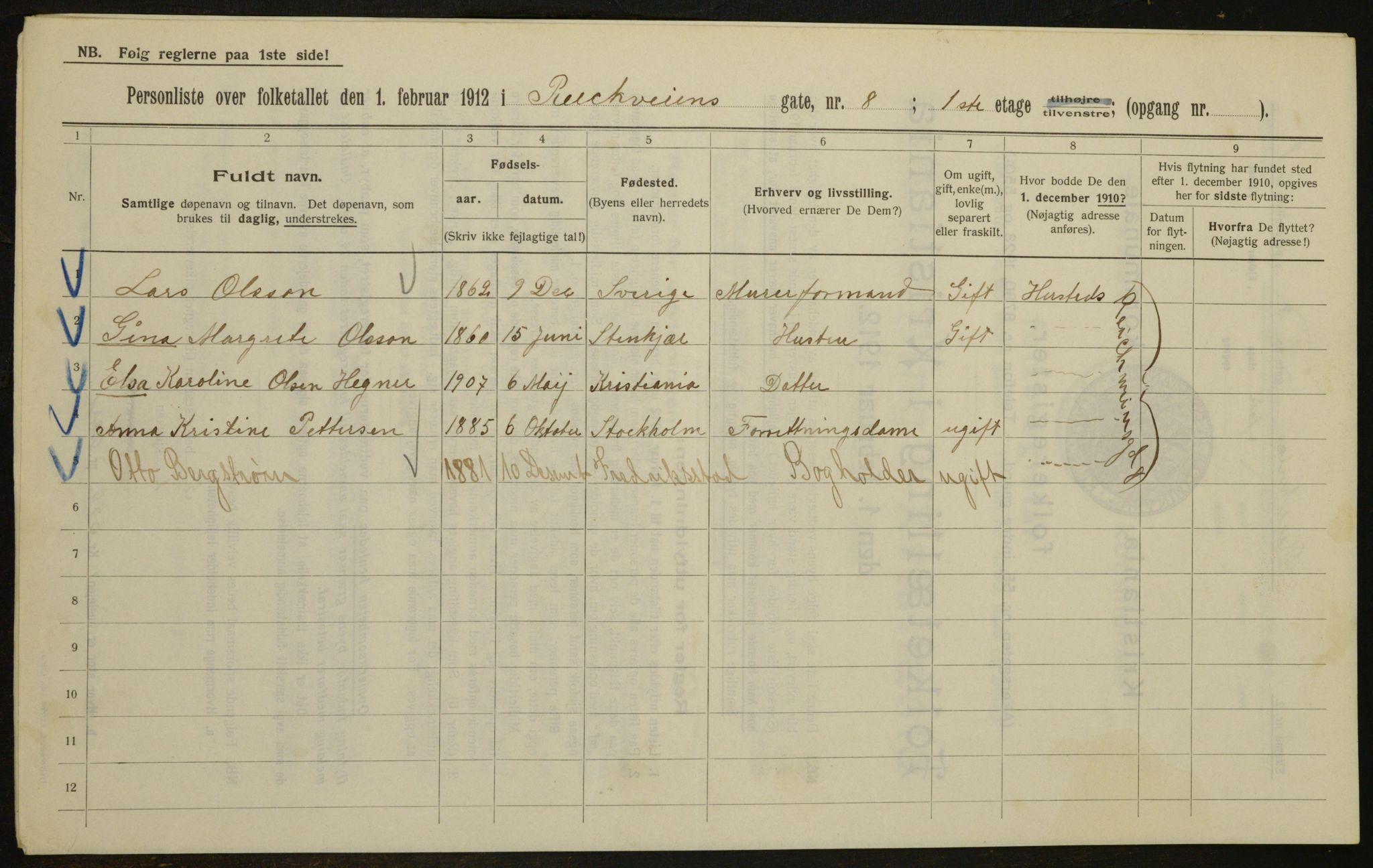 OBA, Municipal Census 1912 for Kristiania, 1912, p. 83013