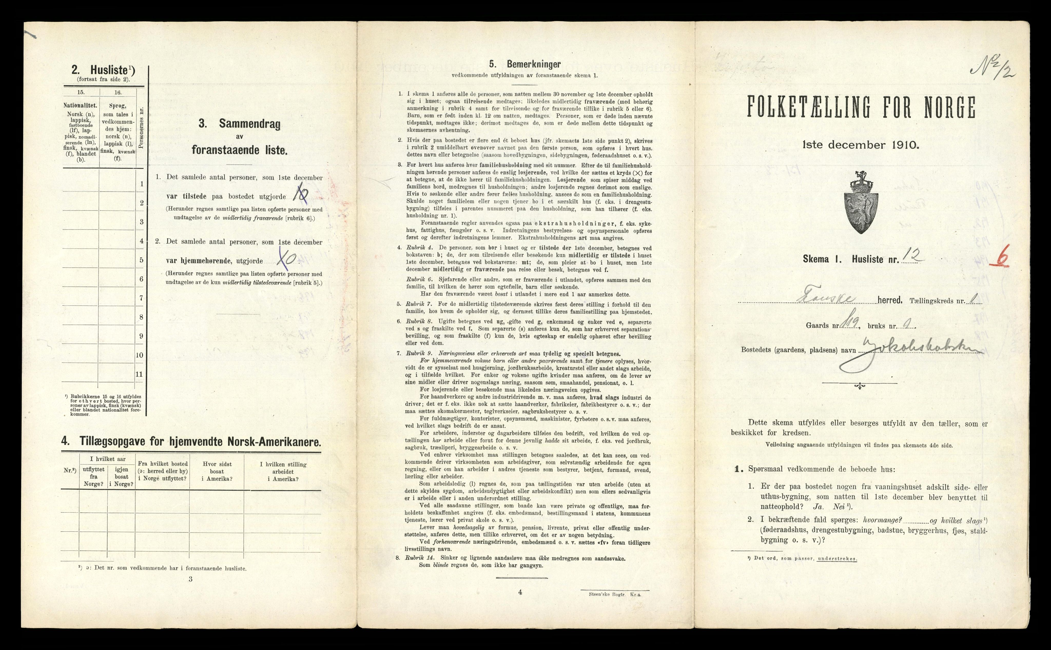 RA, 1910 census for Fauske, 1910, p. 106