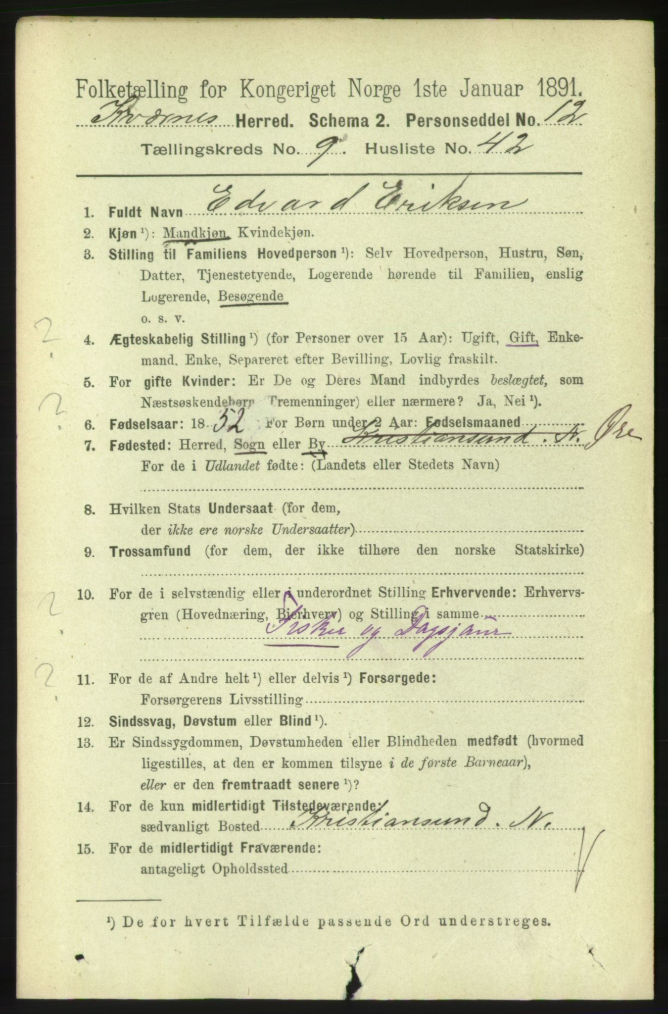 RA, 1891 census for 1553 Kvernes, 1891, p. 4266