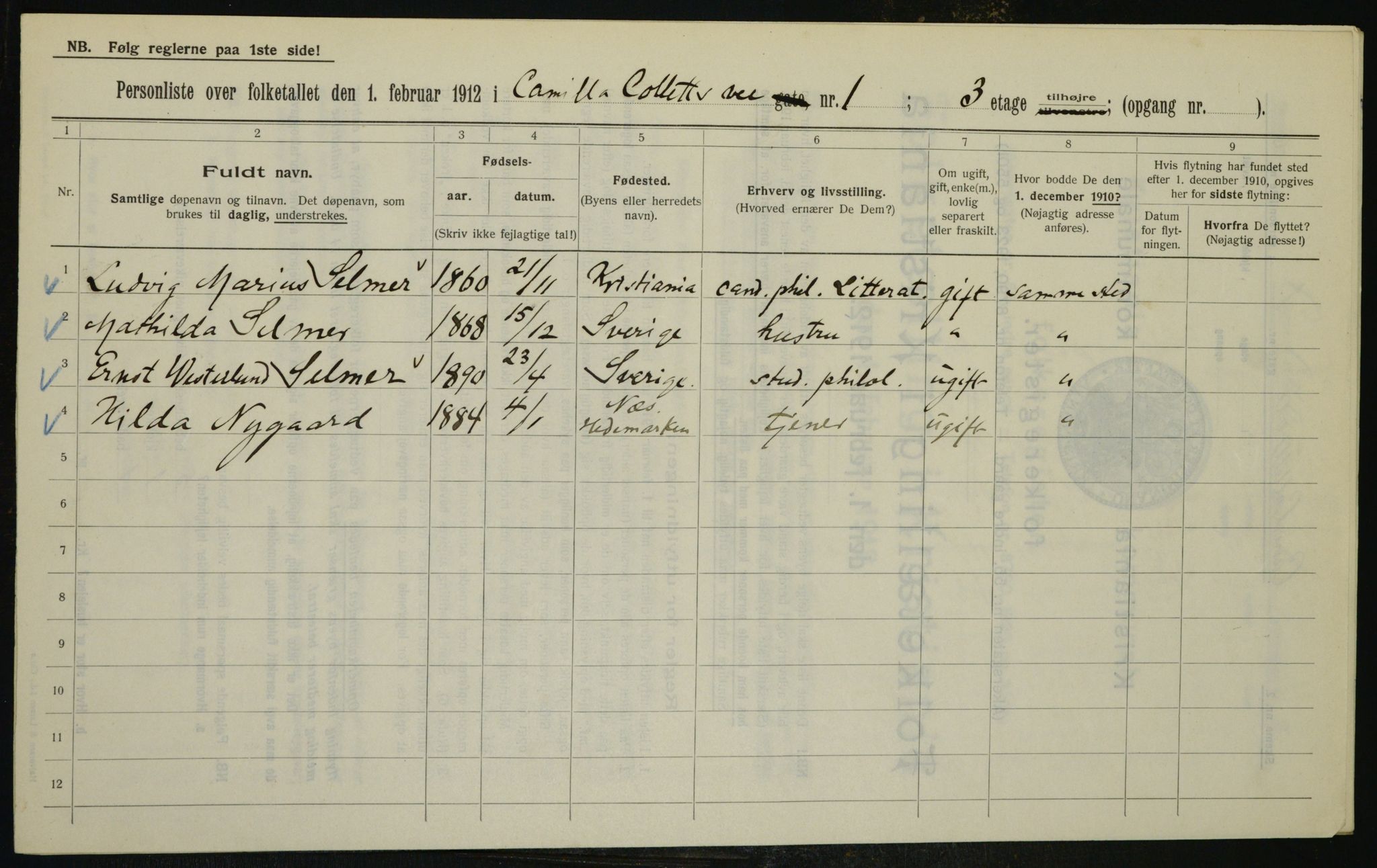 OBA, Municipal Census 1912 for Kristiania, 1912, p. 11441