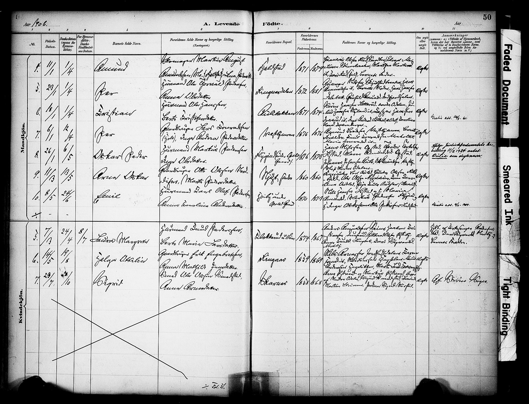 Sør-Odal prestekontor, AV/SAH-PREST-030/H/Ha/Haa/L0009: Parish register (official) no. 9, 1886-1926, p. 50