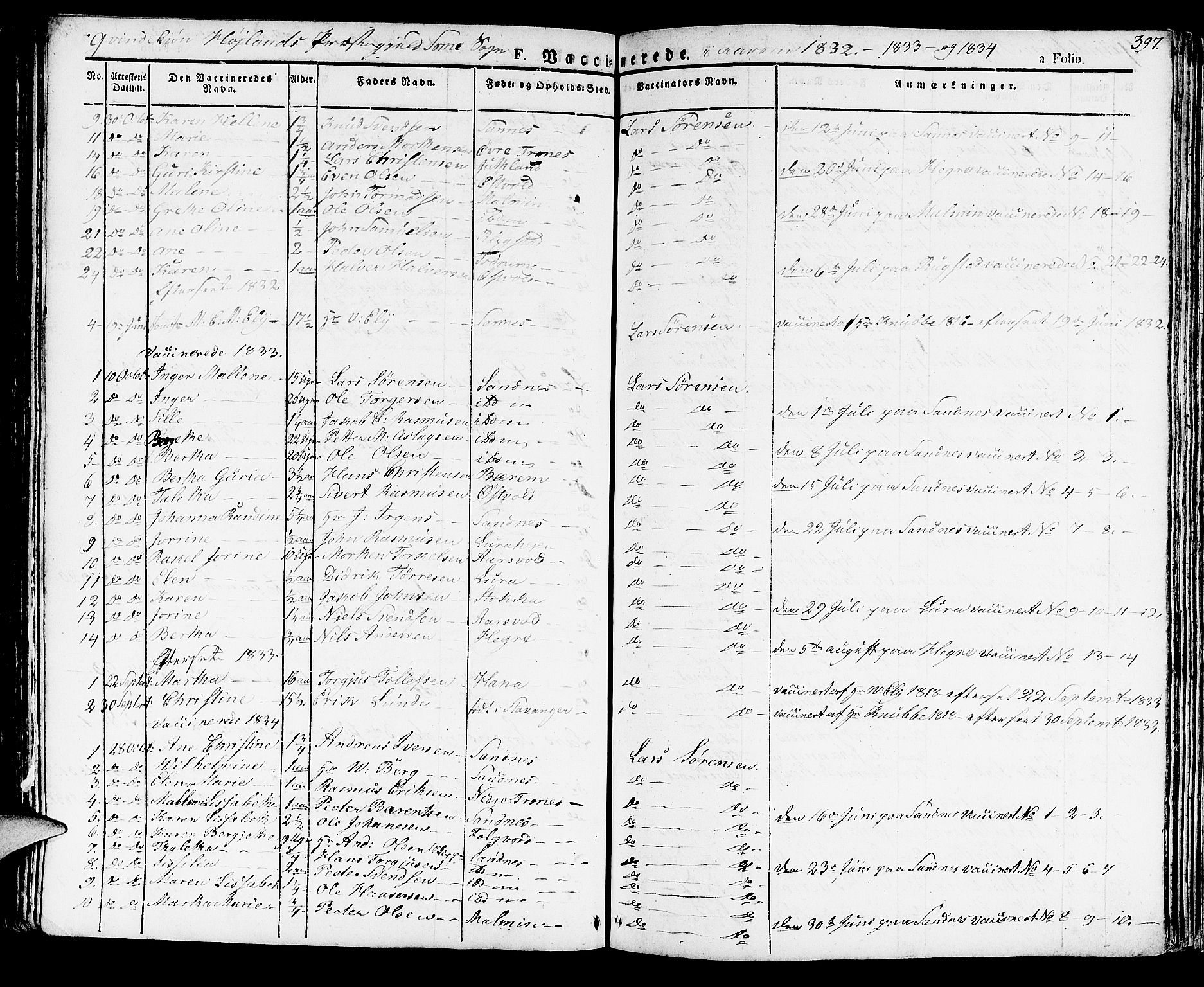 Høyland sokneprestkontor, SAST/A-101799/001/30BA/L0007: Parish register (official) no. A 7 /2, 1825-1841, p. 397