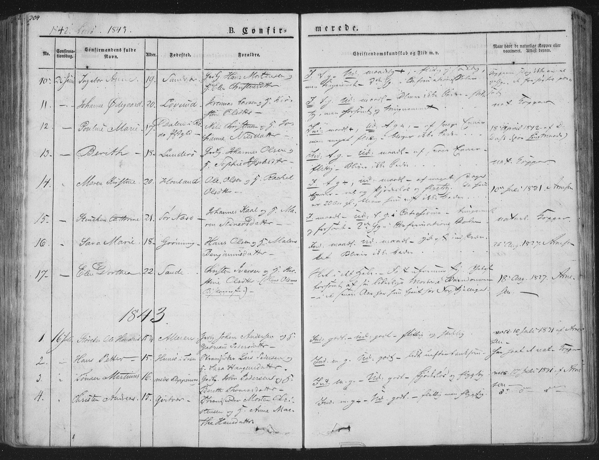 Ministerialprotokoller, klokkerbøker og fødselsregistre - Nordland, SAT/A-1459/839/L0565: Parish register (official) no. 839A02, 1825-1862, p. 304