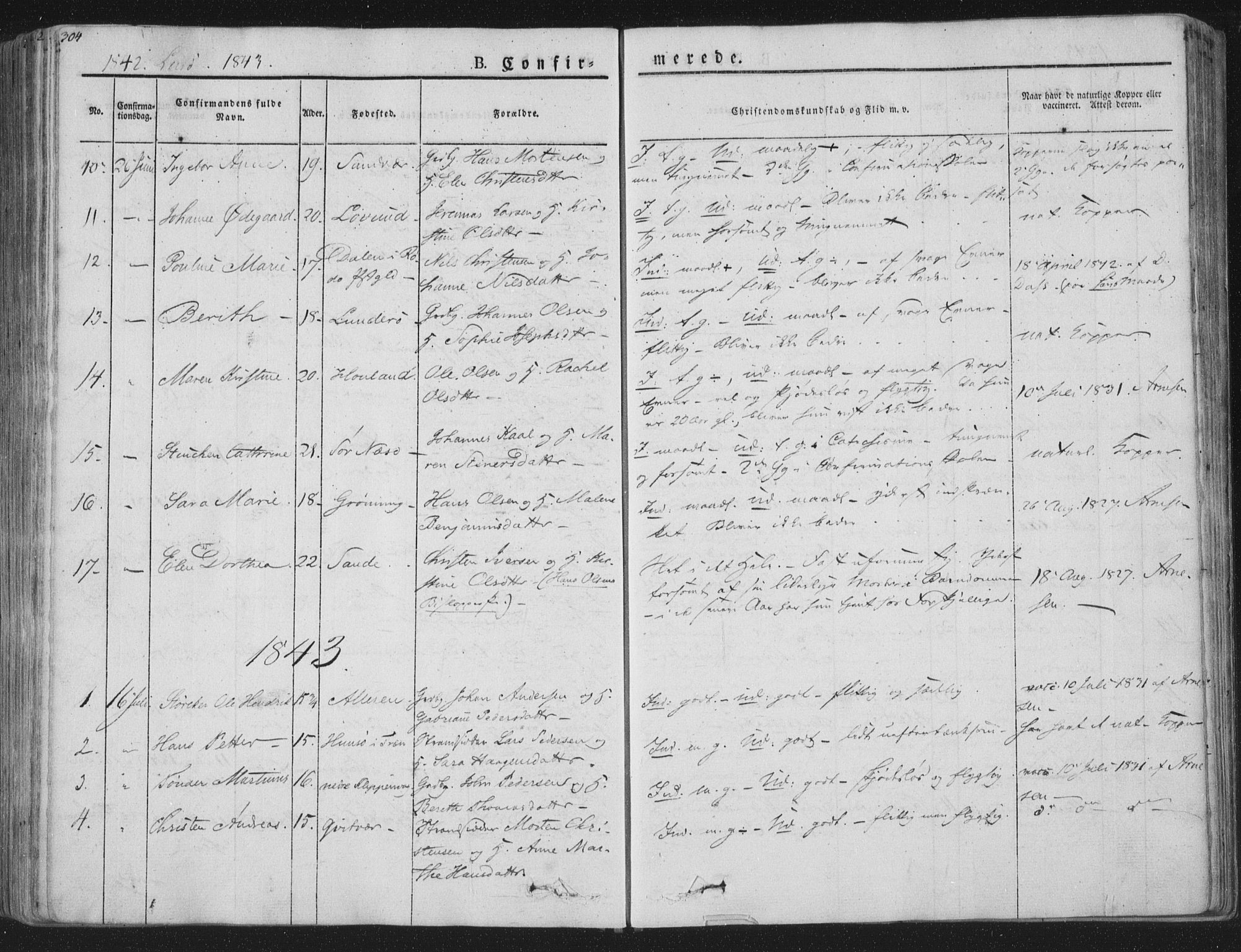 Ministerialprotokoller, klokkerbøker og fødselsregistre - Nordland, AV/SAT-A-1459/839/L0565: Parish register (official) no. 839A02, 1825-1862, p. 304