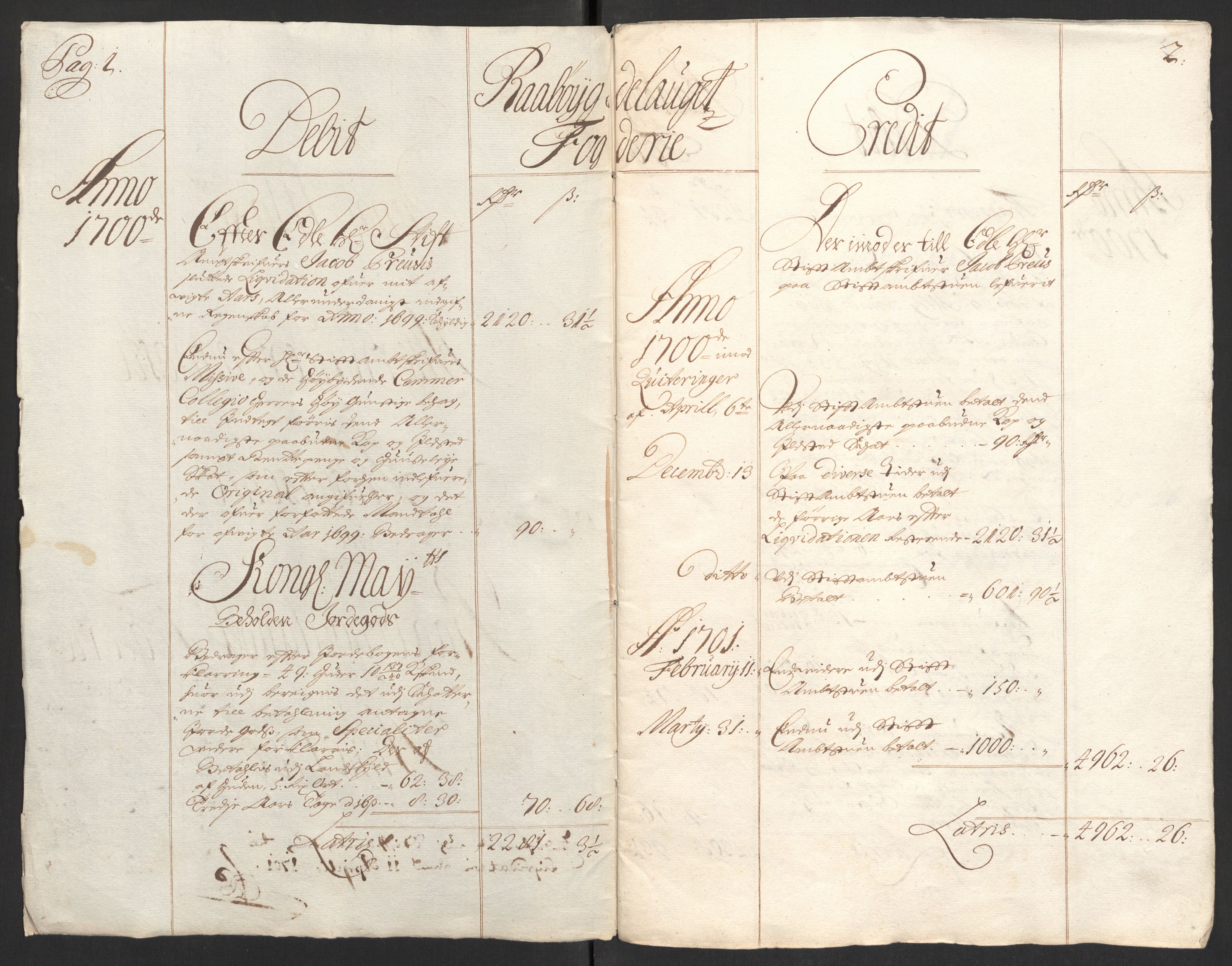 Rentekammeret inntil 1814, Reviderte regnskaper, Fogderegnskap, RA/EA-4092/R40/L2446: Fogderegnskap Råbyggelag, 1700-1702, p. 10