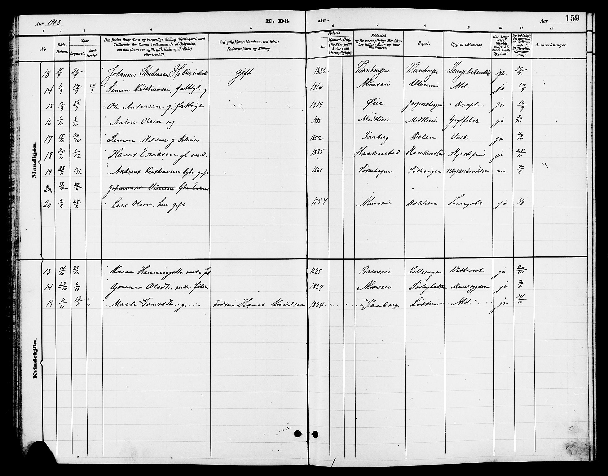 Ringsaker prestekontor, SAH/PREST-014/L/La/L0013: Parish register (copy) no. 13, 1891-1904, p. 159