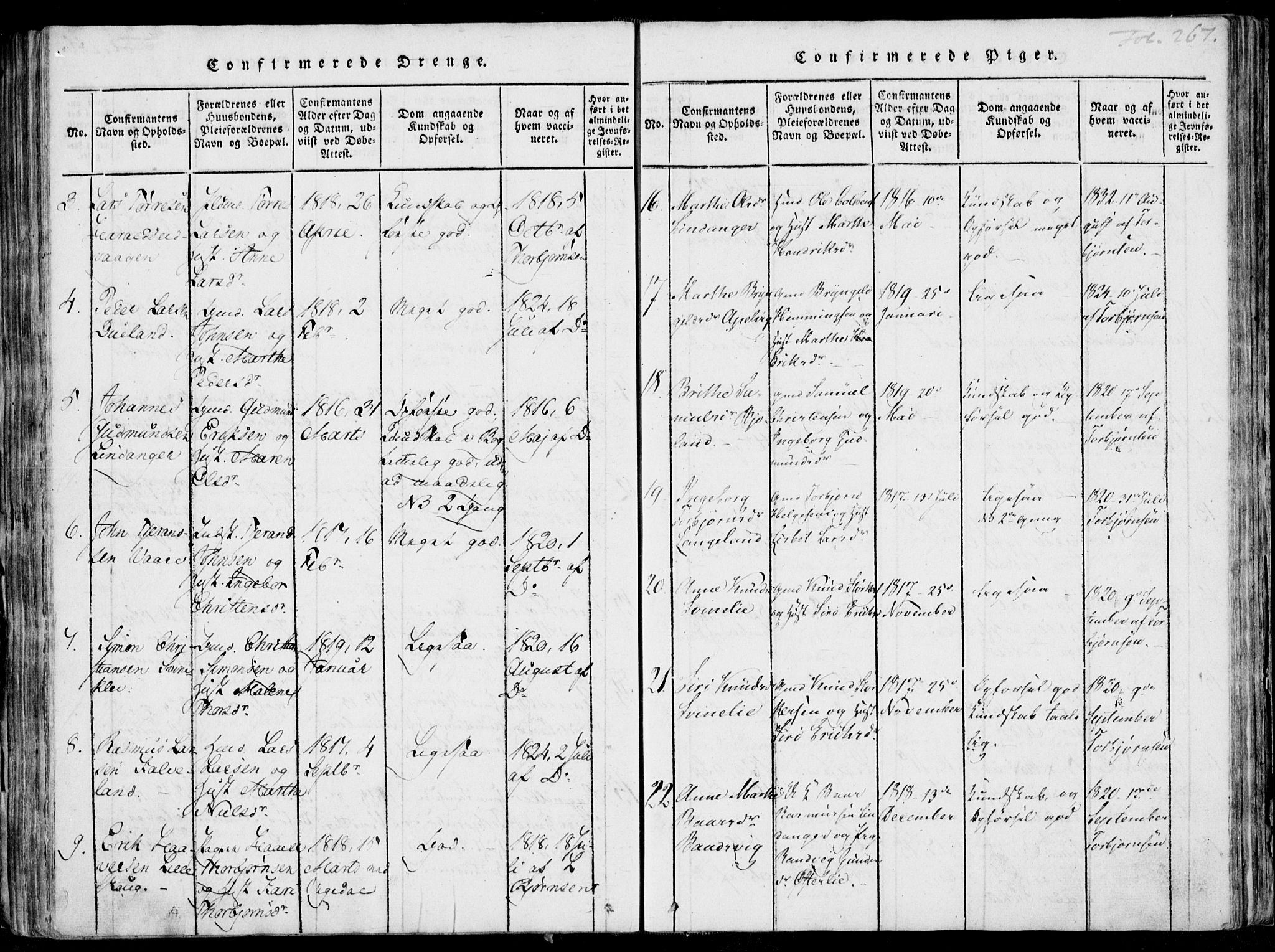 Skjold sokneprestkontor, SAST/A-101847/H/Ha/Haa/L0003: Parish register (official) no. A 3, 1815-1835, p. 267