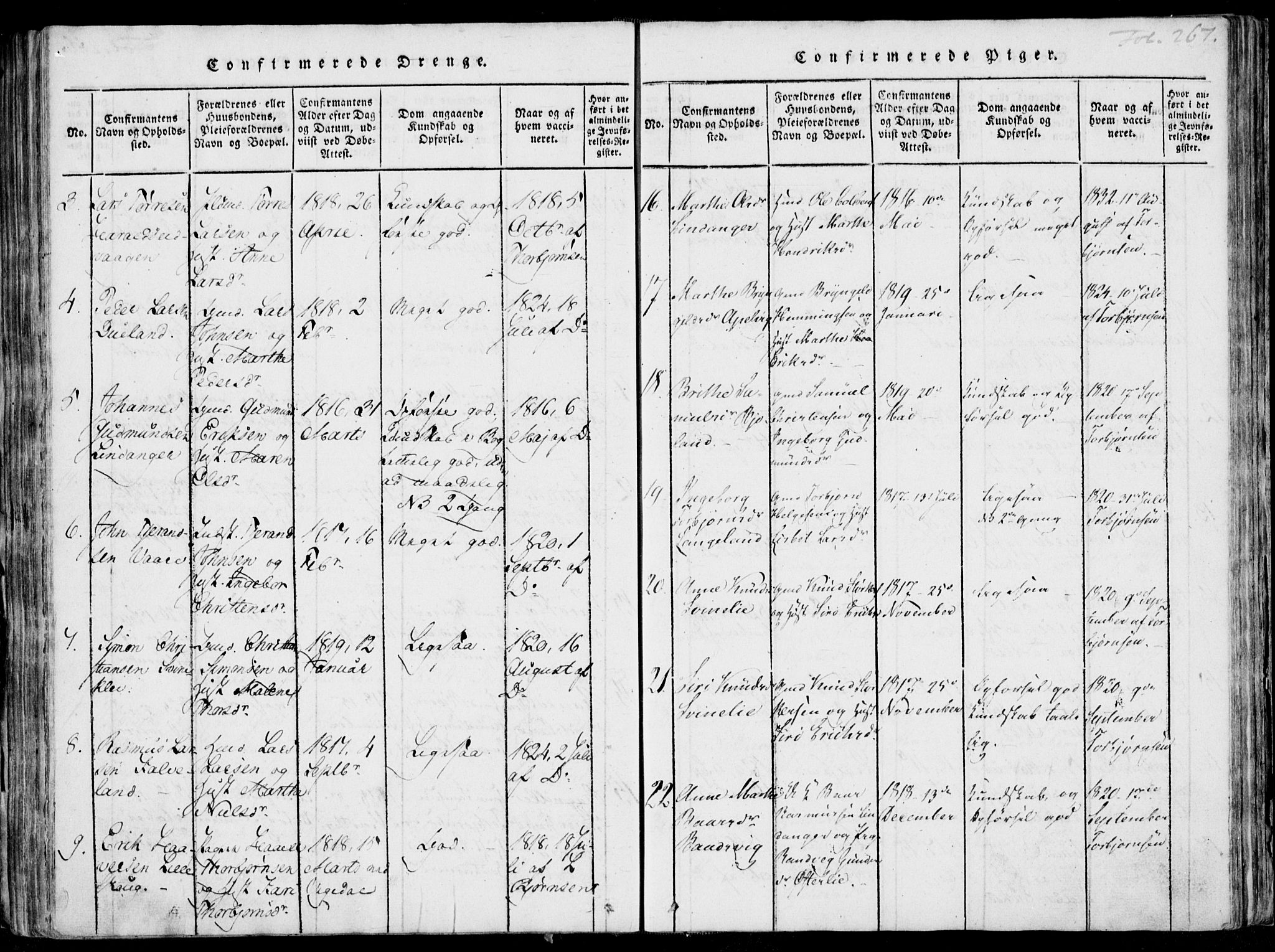 Skjold sokneprestkontor, AV/SAST-A-101847/H/Ha/Haa/L0003: Parish register (official) no. A 3, 1815-1835, p. 267