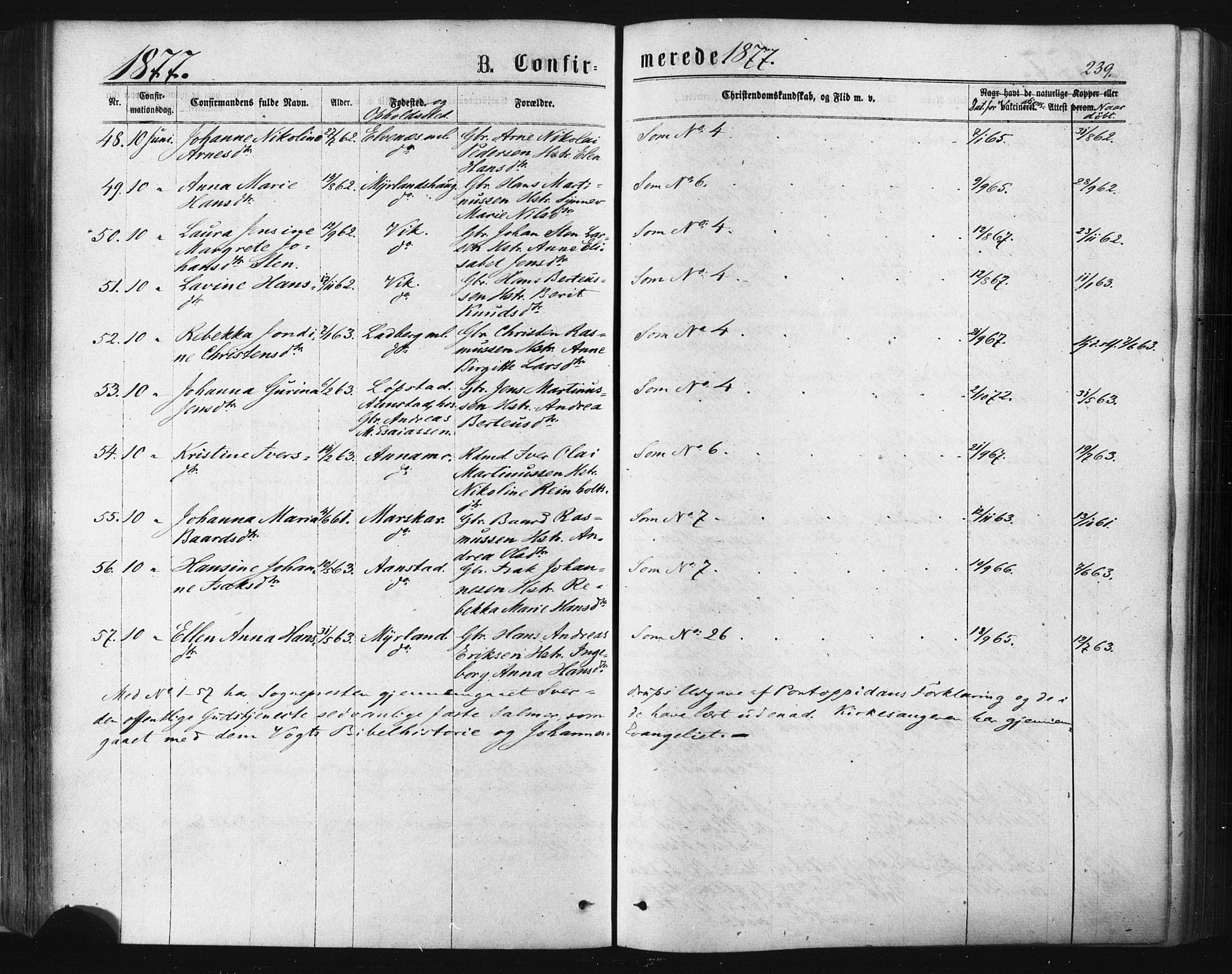 Ibestad sokneprestembete, SATØ/S-0077/H/Ha/Haa/L0010kirke: Parish register (official) no. 10, 1869-1879, p. 239