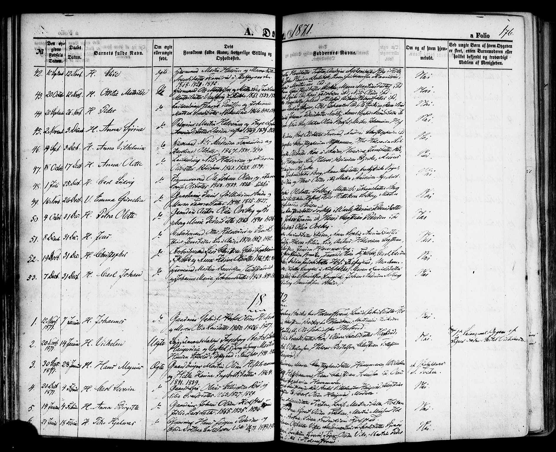 Hof kirkebøker, SAKO/A-64/F/Fa/L0006: Parish register (official) no. I 6, 1851-1877, p. 176