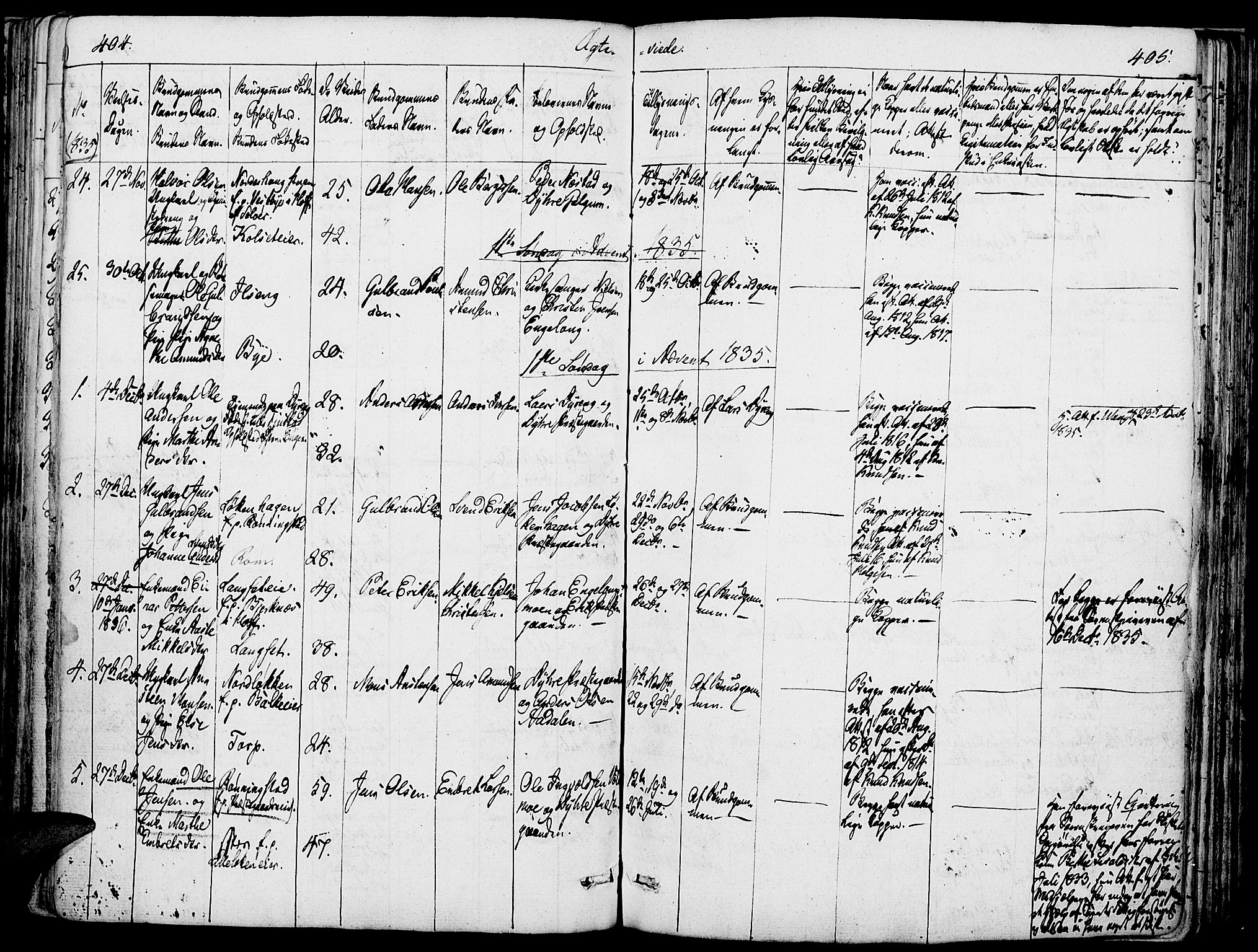 Løten prestekontor, SAH/PREST-022/K/Ka/L0006: Parish register (official) no. 6, 1832-1849, p. 404-405