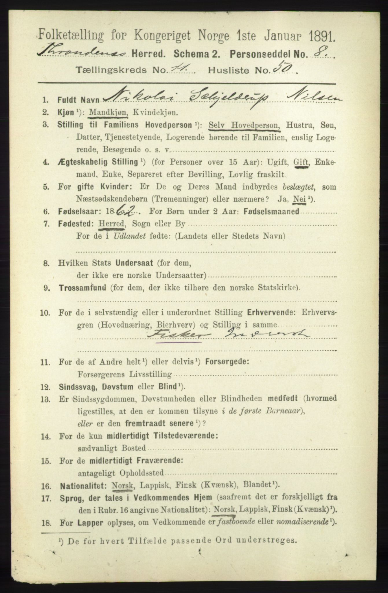 RA, 1891 census for 1914 Trondenes, 1891, p. 8363