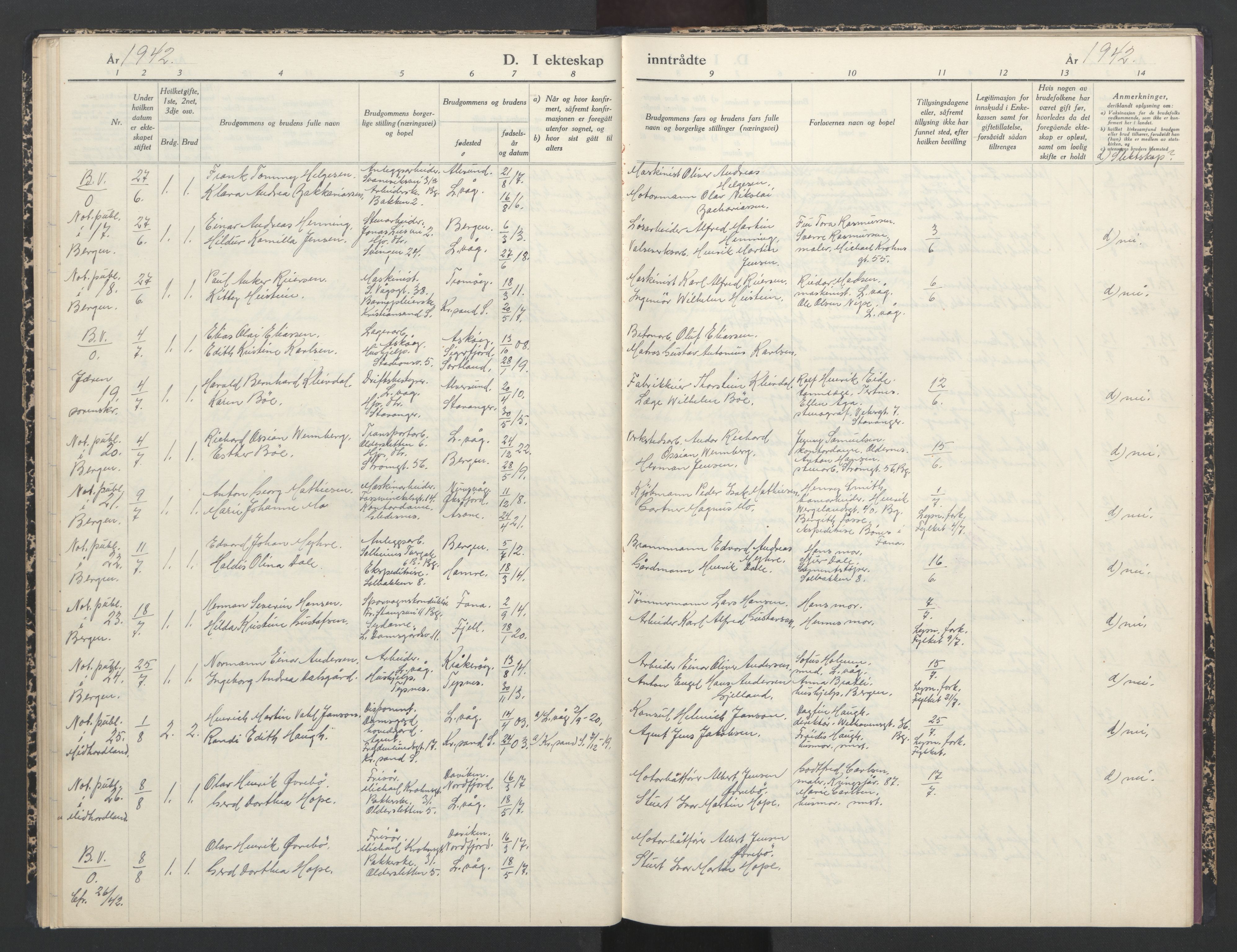 Laksevåg Sokneprestembete, AV/SAB-A-76501/H/Ha/Haa/Haaa/L0003: Parish register (official) no. A 3, 1942-1943