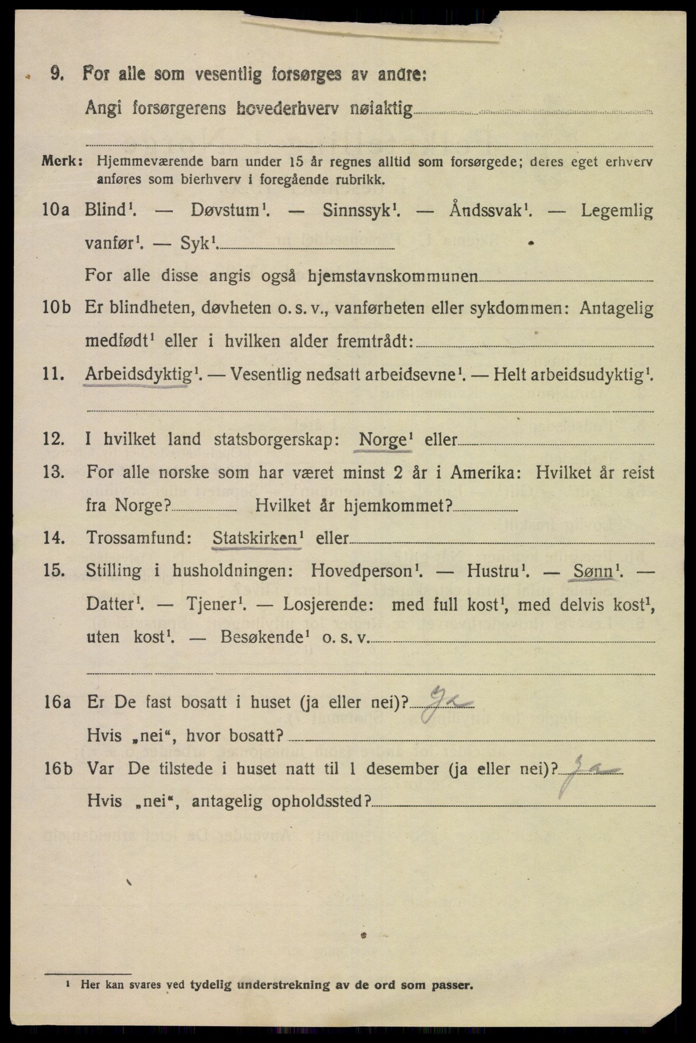 SAK, 1920 census for Lyngdal, 1920, p. 5280