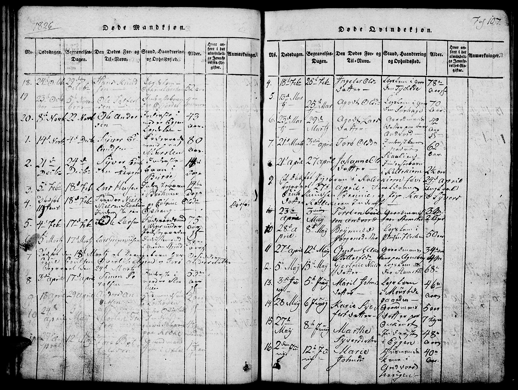 Lom prestekontor, SAH/PREST-070/L/L0001: Parish register (copy) no. 1, 1815-1836, p. 107