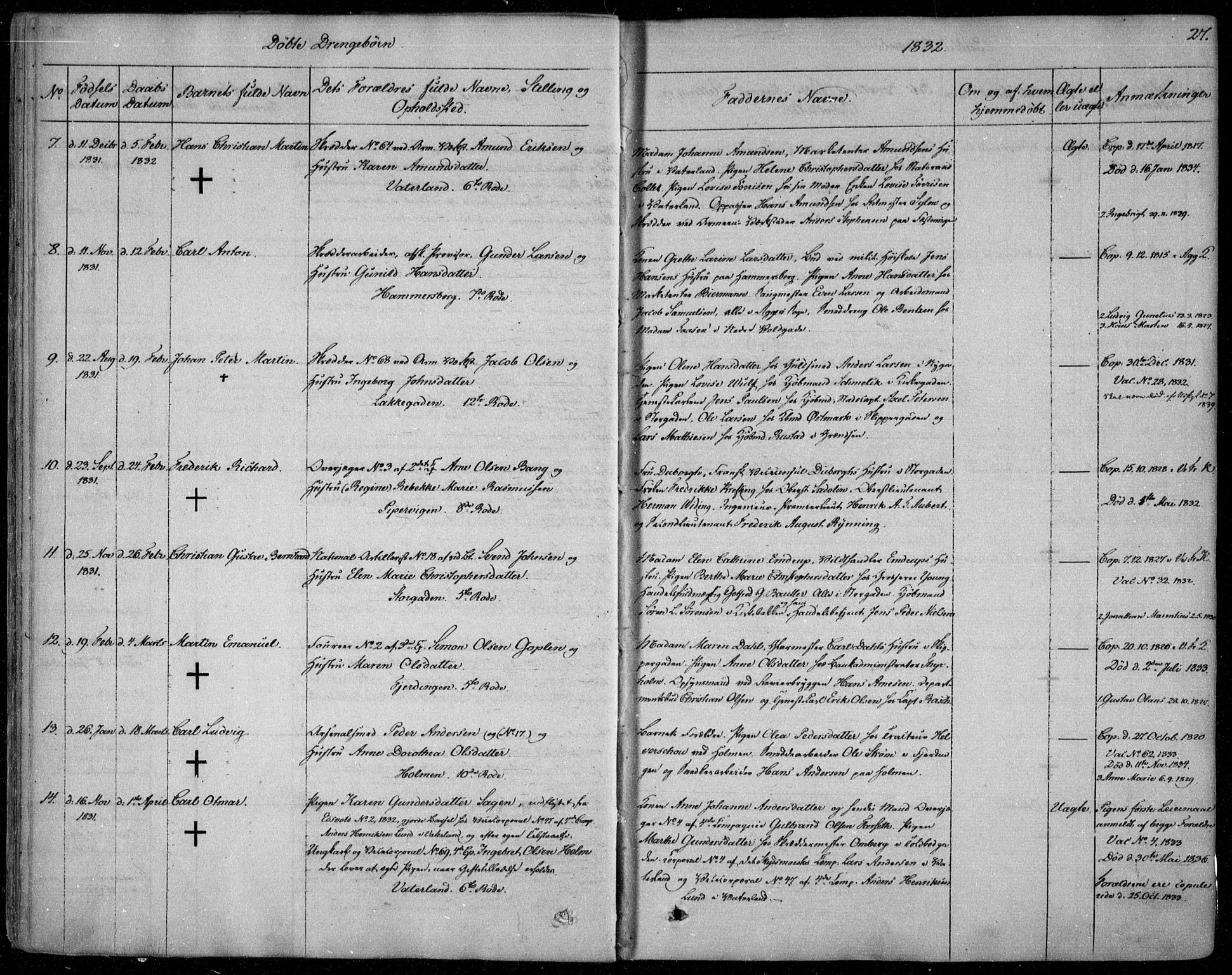 Garnisonsmenigheten Kirkebøker, AV/SAO-A-10846/F/Fa/L0006: Parish register (official) no. 6, 1828-1841, p. 27