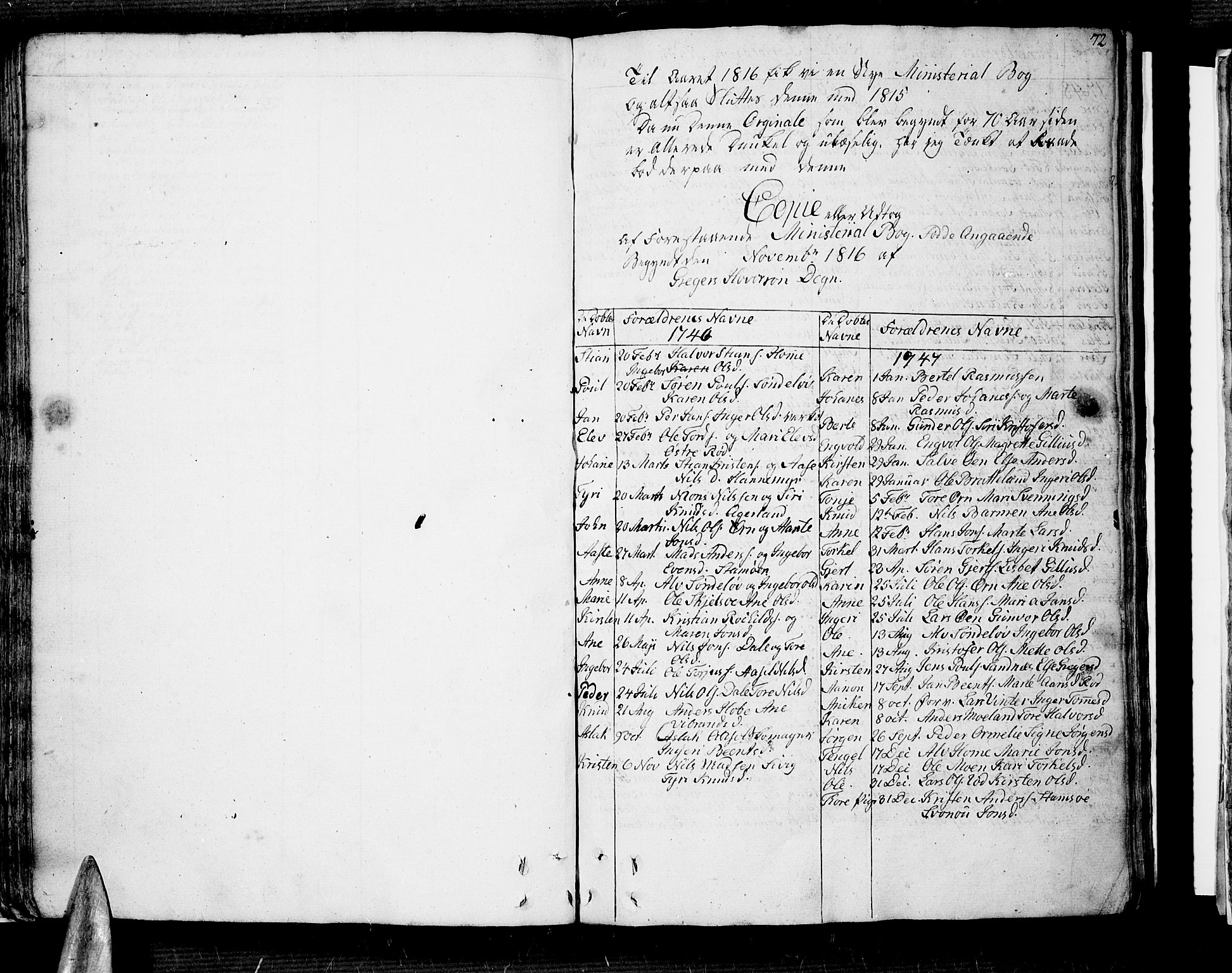 Søndeled sokneprestkontor, SAK/1111-0038/F/Fb/L0001: Parish register (copy) no. B 1, 1746-1816, p. 72
