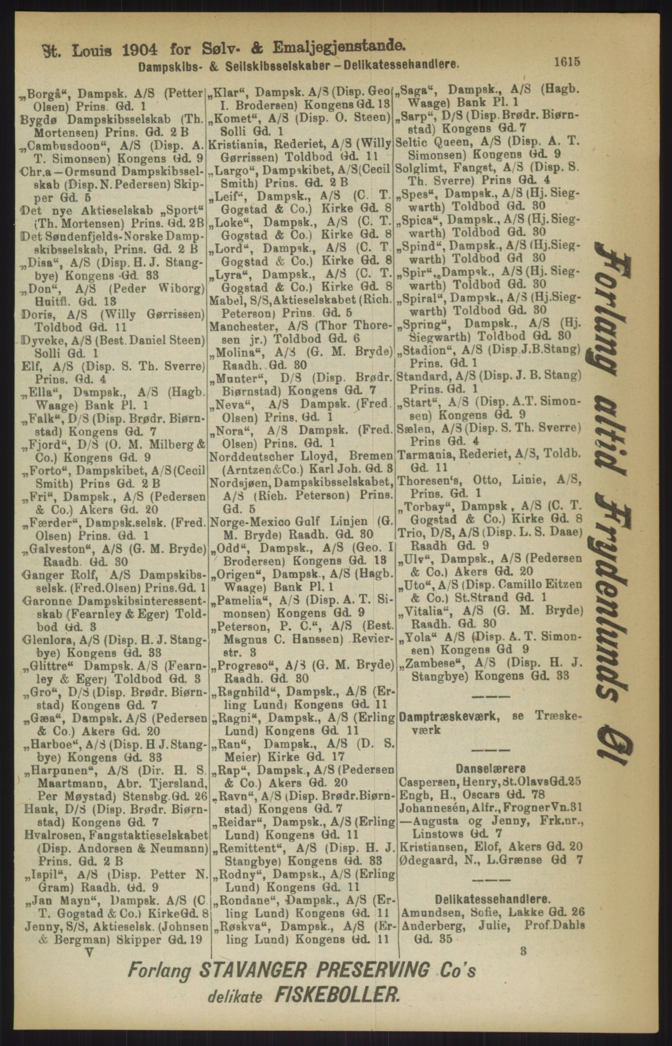 Kristiania/Oslo adressebok, PUBL/-, 1911, p. 1615
