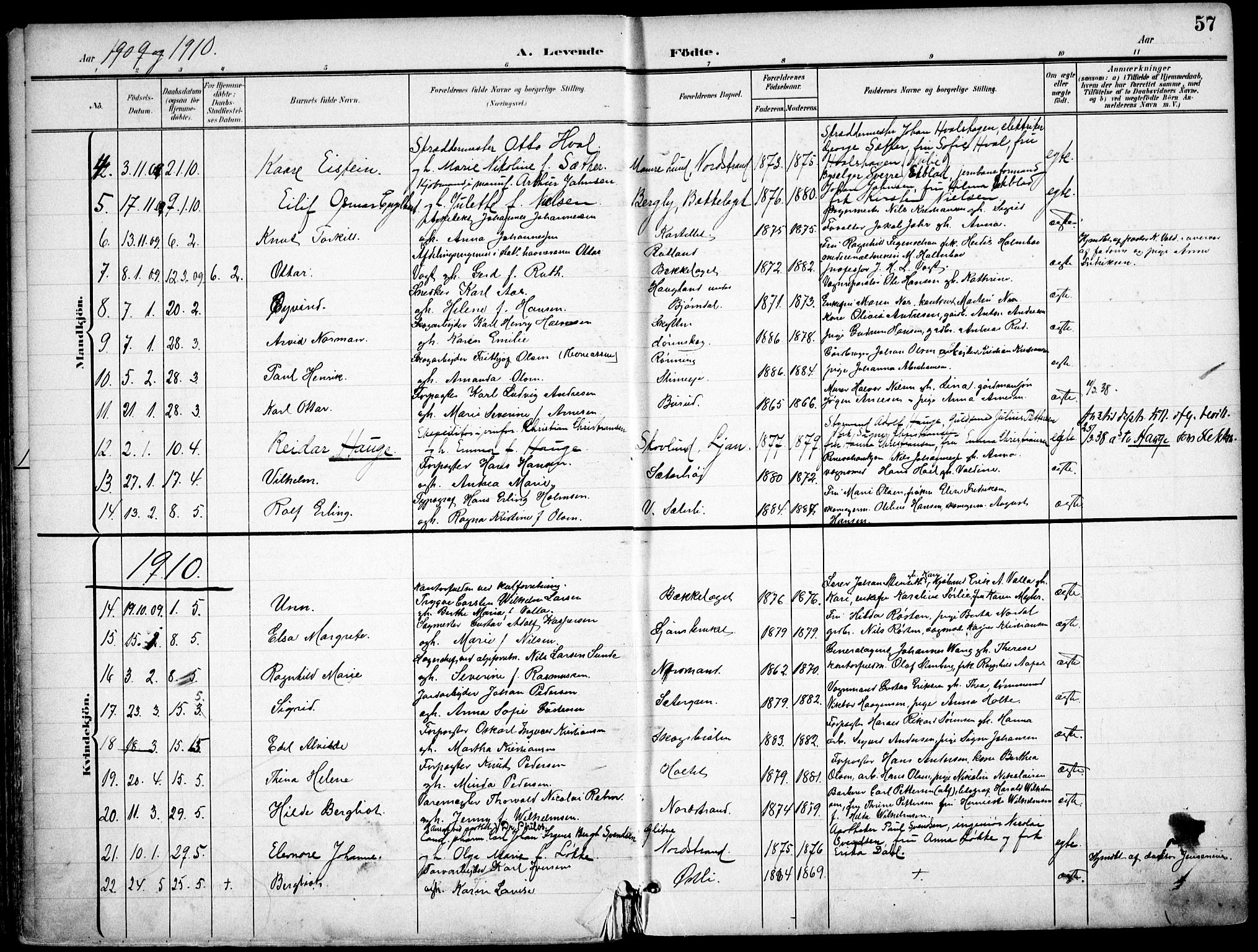 Nordstrand prestekontor Kirkebøker, SAO/A-10362a/F/Fa/L0001: Parish register (official) no. I 1, 1900-1914, p. 57