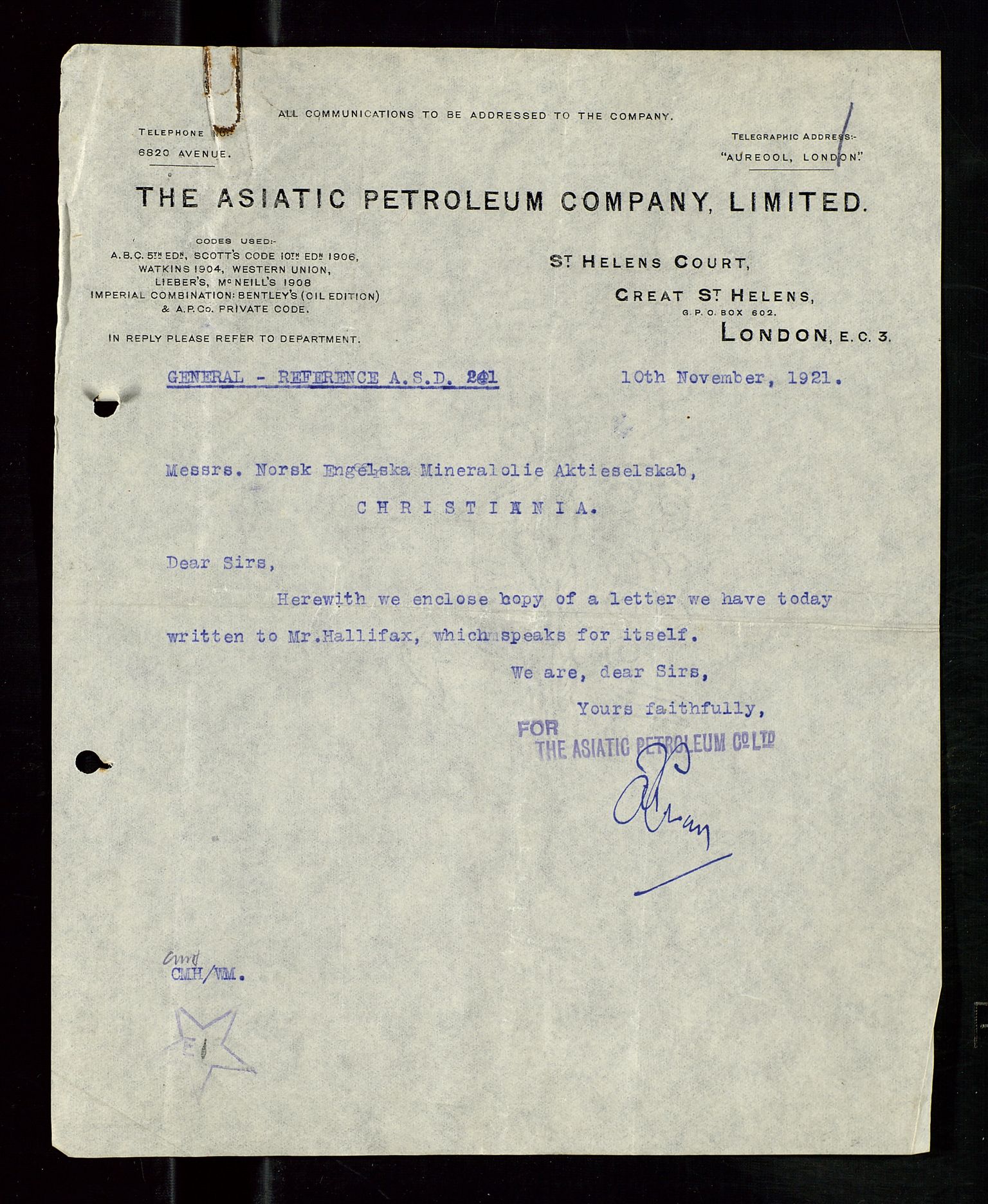 Pa 1521 - A/S Norske Shell, AV/SAST-A-101915/E/Ea/Eaa/L0011: Sjefskorrespondanse, 1921, p. 5