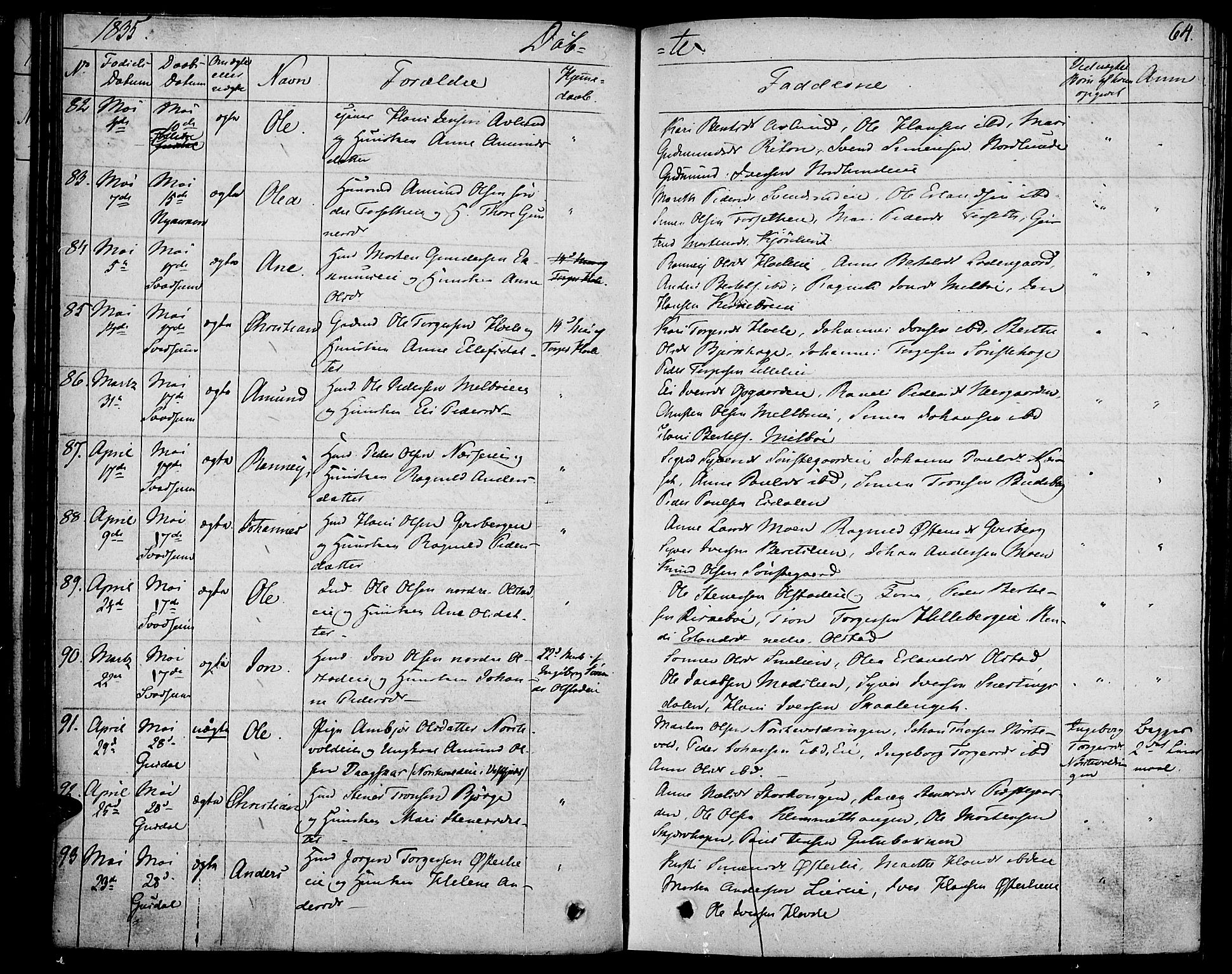 Gausdal prestekontor, AV/SAH-PREST-090/H/Ha/Haa/L0006: Parish register (official) no. 6, 1830-1839, p. 64