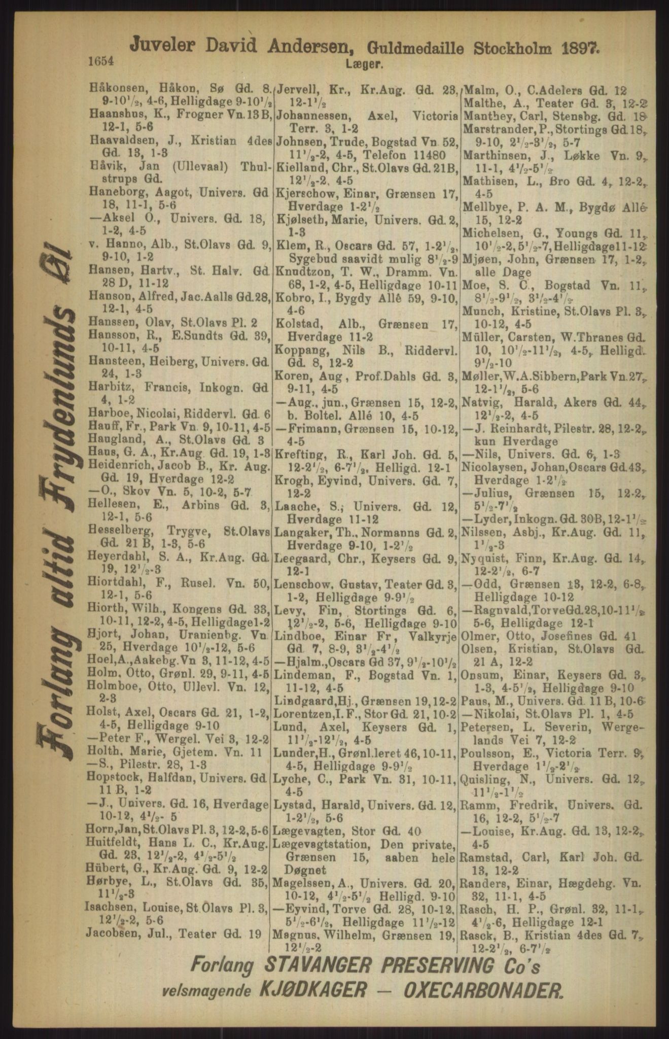 Kristiania/Oslo adressebok, PUBL/-, 1911, p. 1654