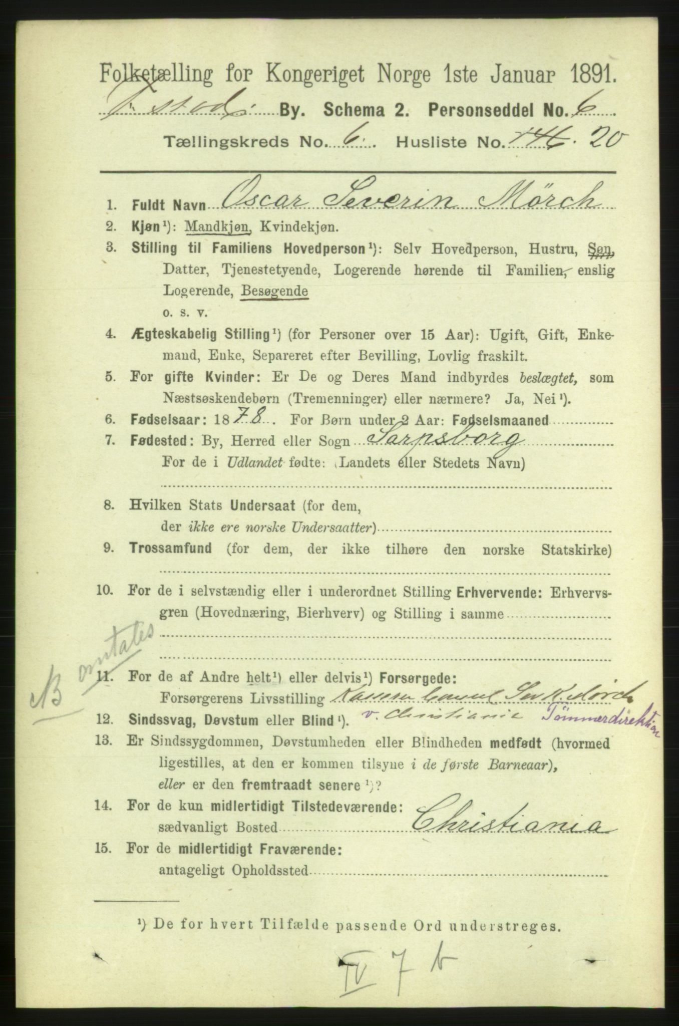 RA, 1891 census for 0103 Fredrikstad, 1891, p. 7829