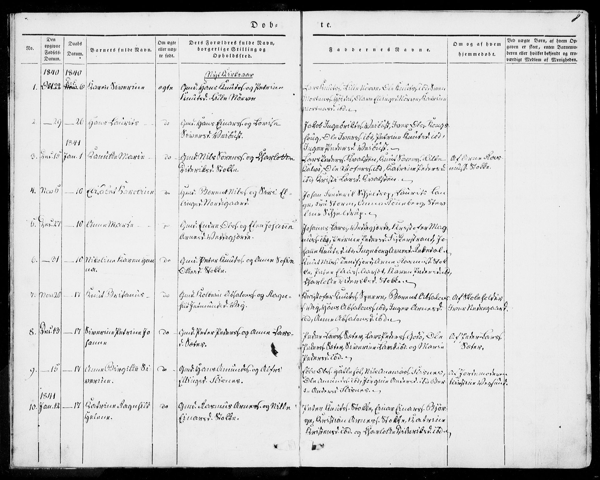 Ministerialprotokoller, klokkerbøker og fødselsregistre - Møre og Romsdal, AV/SAT-A-1454/528/L0396: Parish register (official) no. 528A07, 1839-1847, p. 8