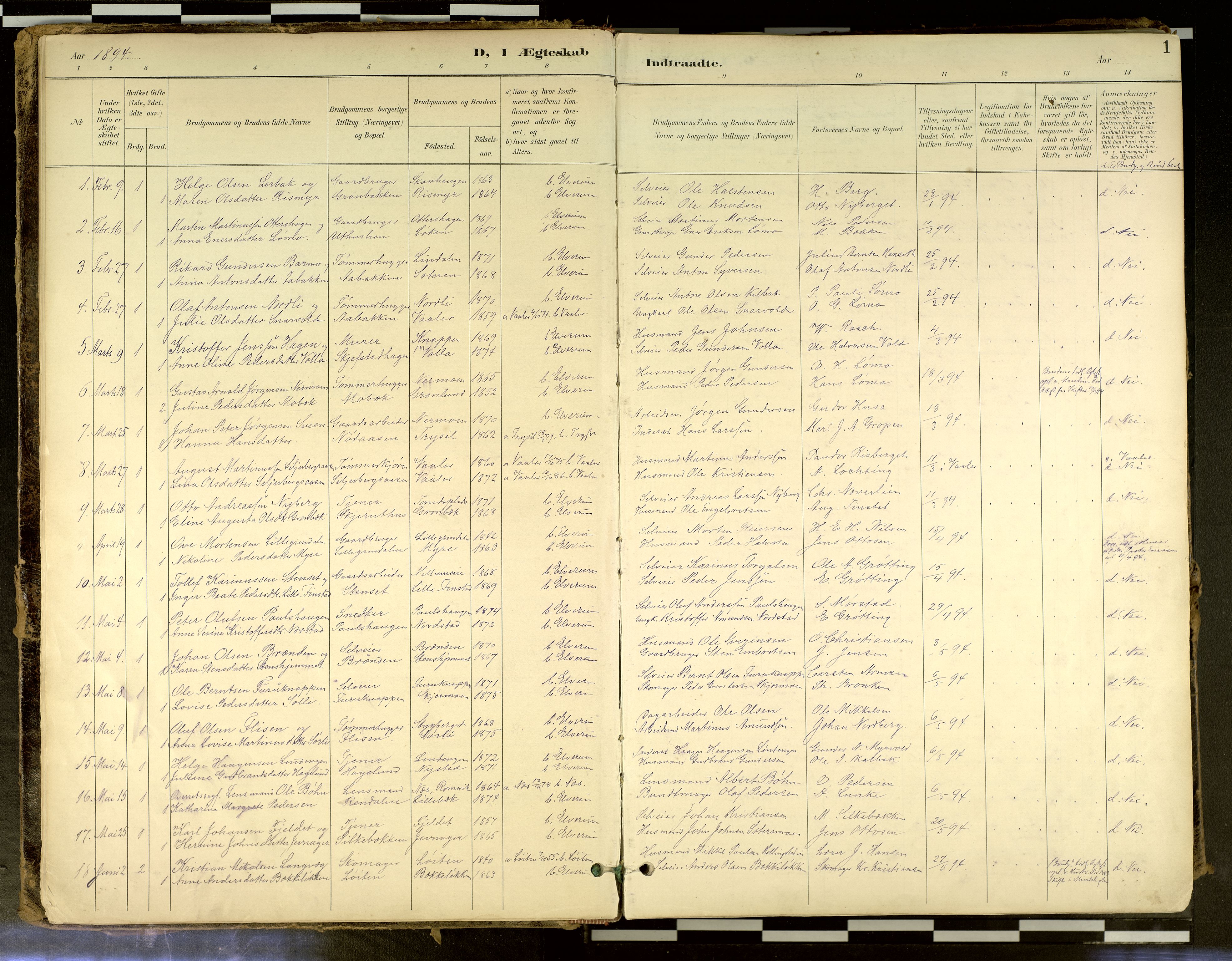 Elverum prestekontor, SAH/PREST-044/H/Ha/Haa/L0018: Parish register (official) no. 18, 1894-1914, p. 1