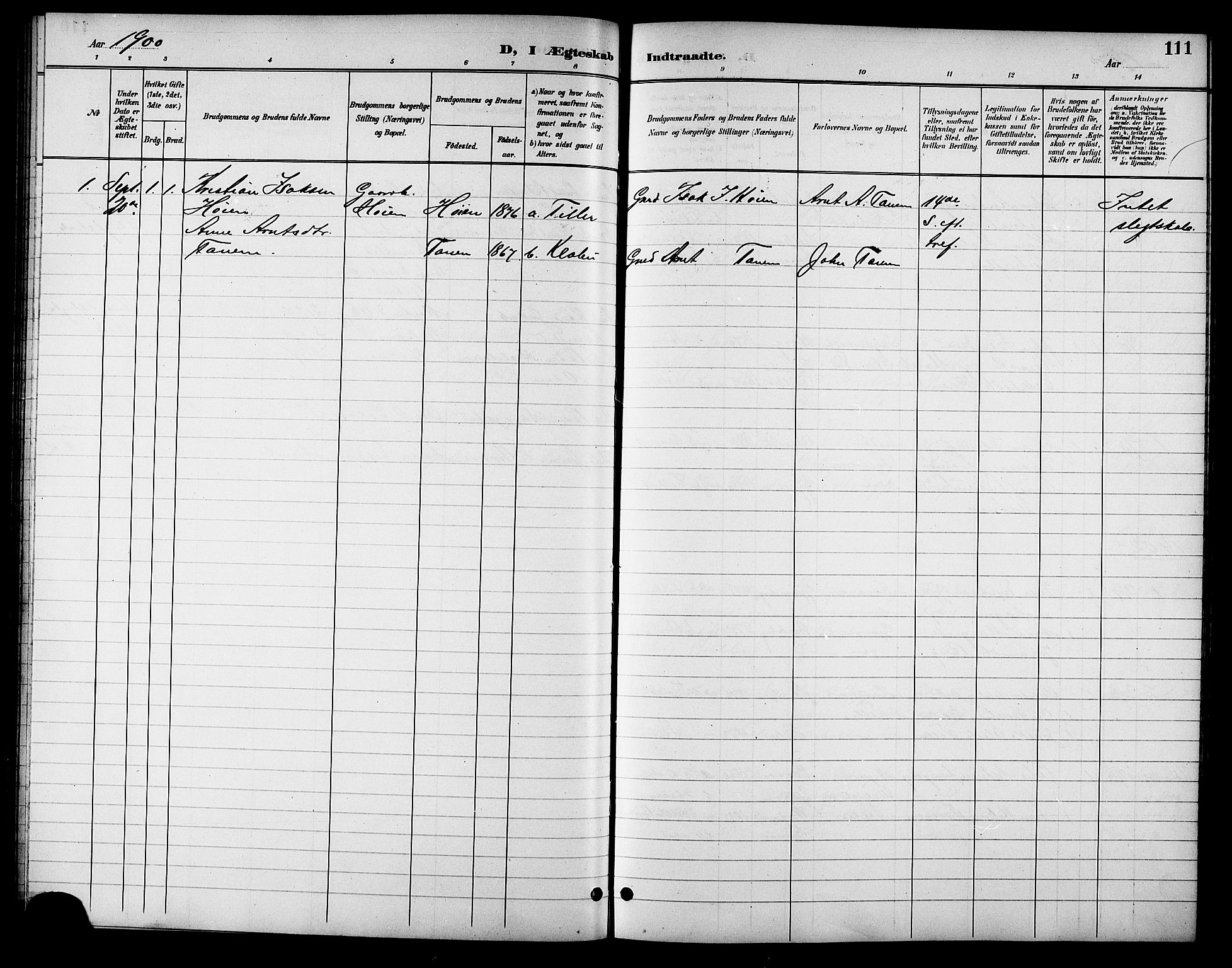 Ministerialprotokoller, klokkerbøker og fødselsregistre - Sør-Trøndelag, SAT/A-1456/621/L0460: Parish register (copy) no. 621C03, 1896-1914, p. 111