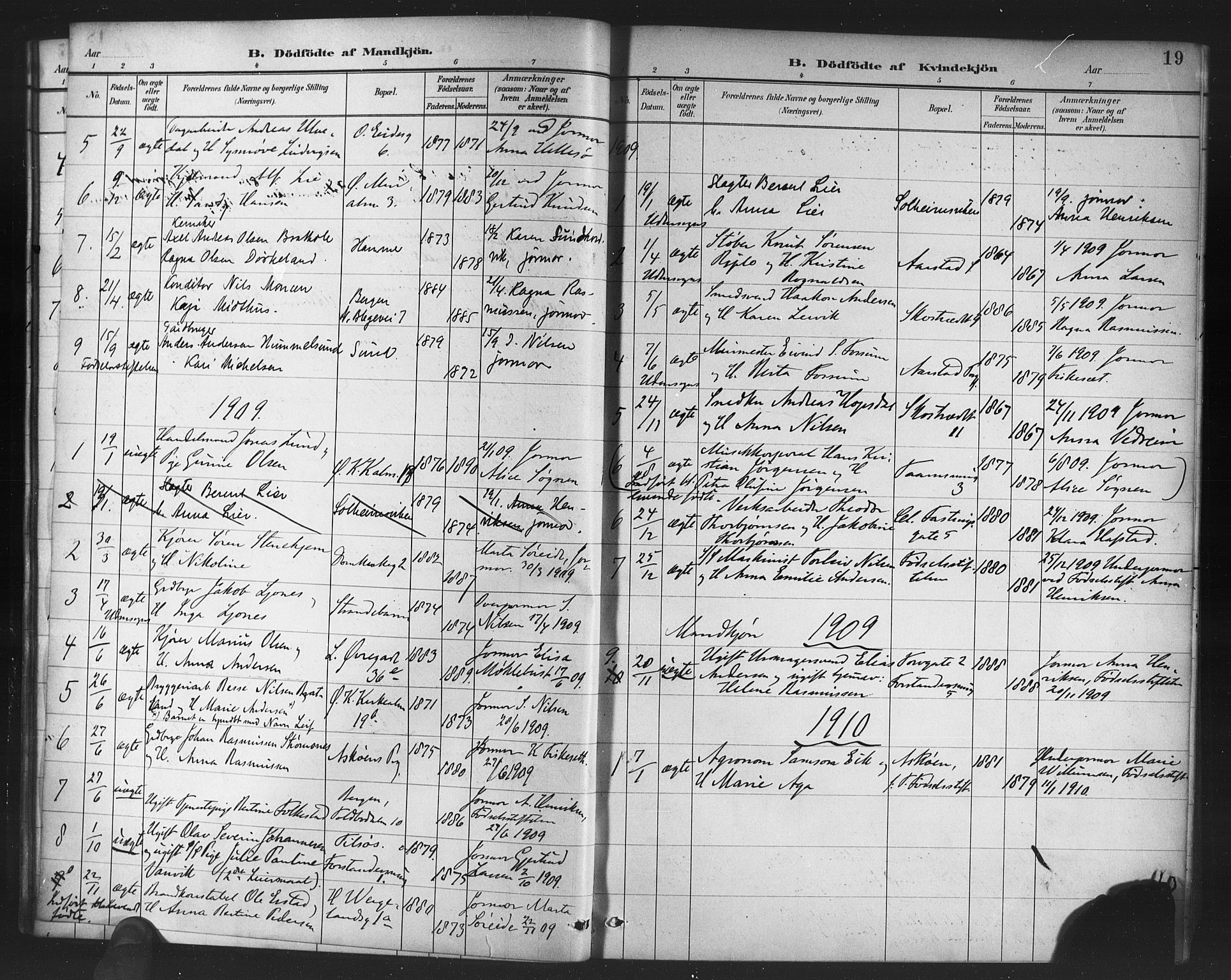 Korskirken sokneprestembete, AV/SAB-A-76101/H/Haa/L0047: Parish register (official) no. E 5, 1884-1910, p. 19